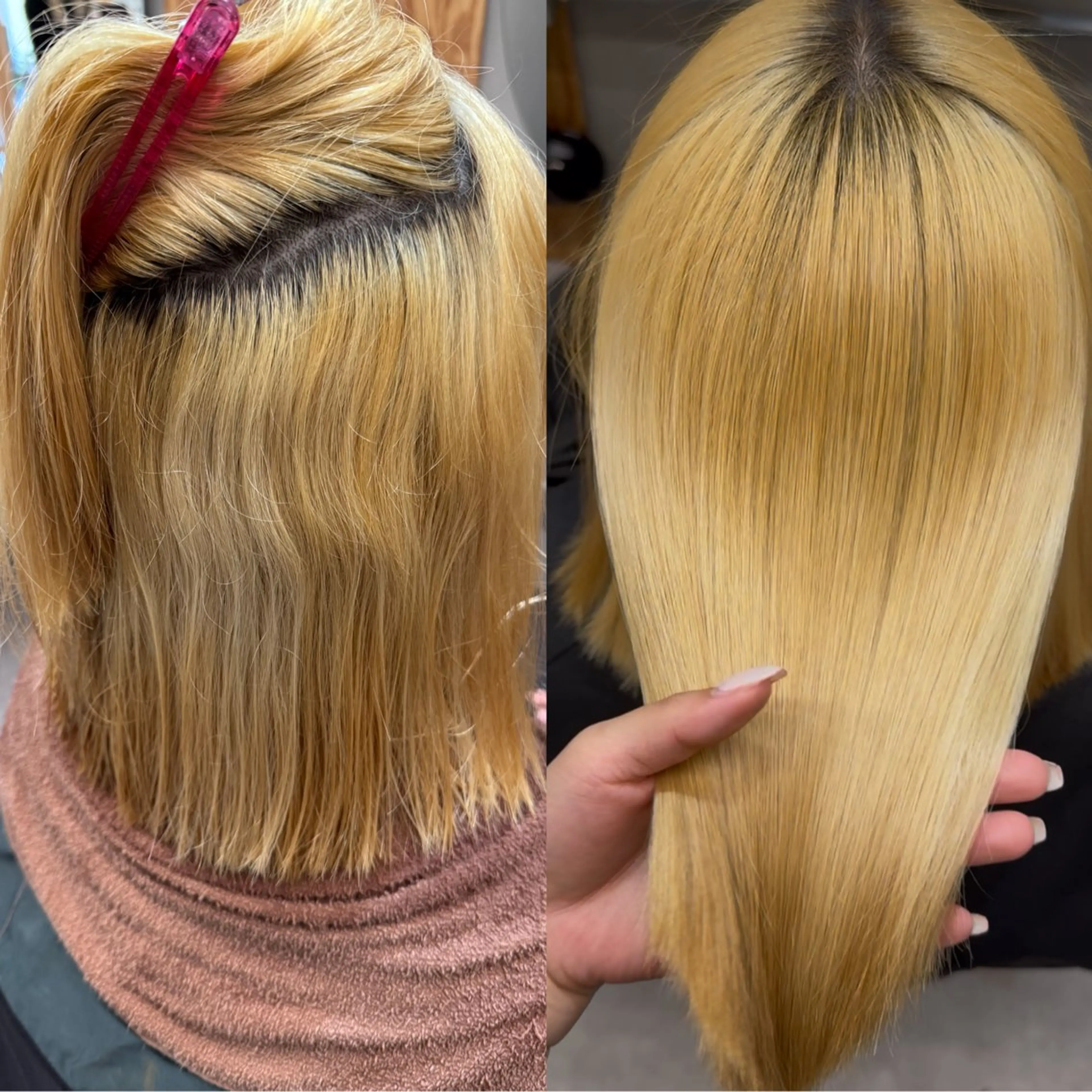 ロング カラー パーマ ヘアアレンジ ブリーチ くせ毛 縮毛矯正 ストレートパーマ 縮毛矯正 ハイトーン縮毛/縮毛 なーな🎀🤍のヘアスタイル