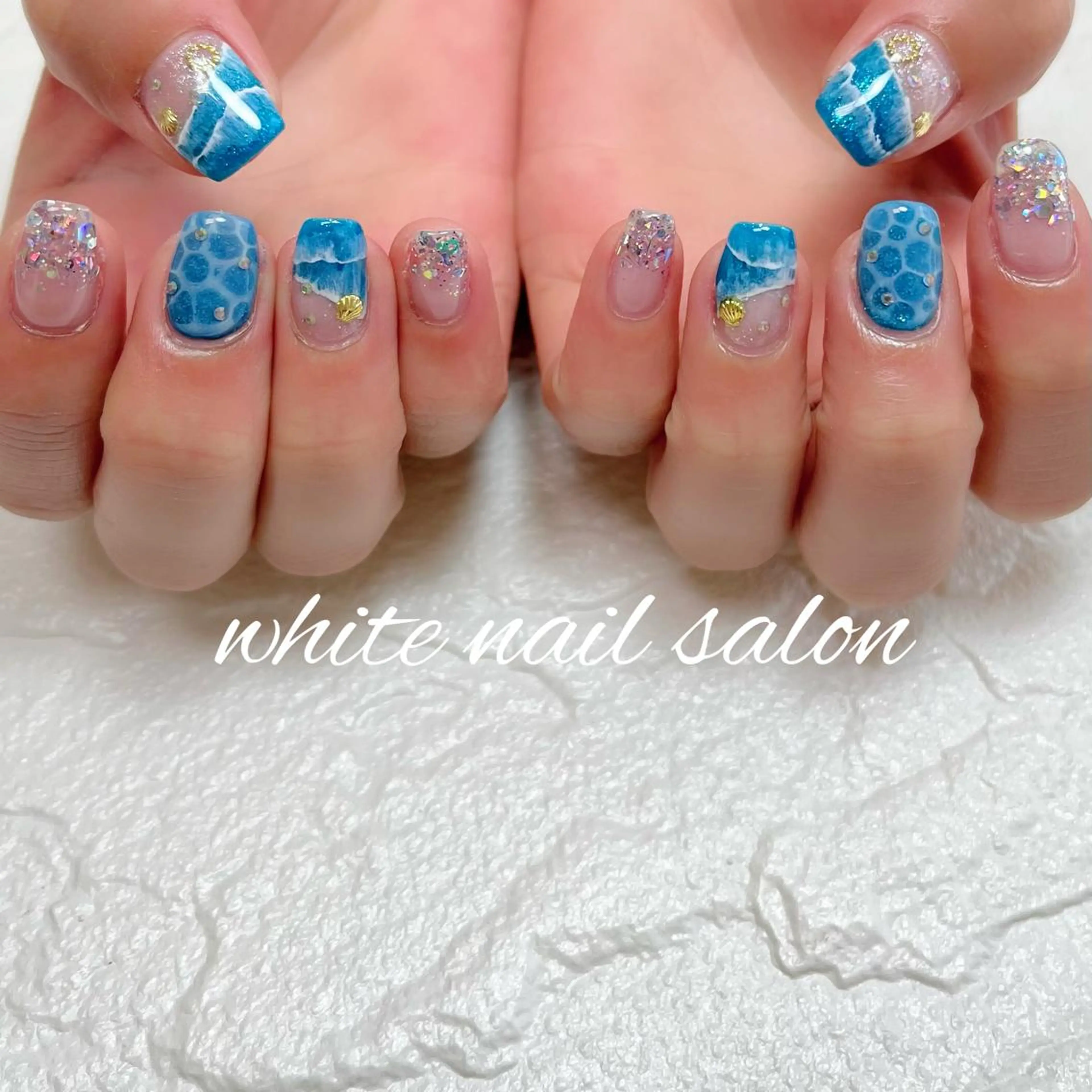 ネイル フットネイル ジェルネイル ハードジェル ラメ(グリッター) 持ち込み ハンドネイル white nail salonのネイルデザイン