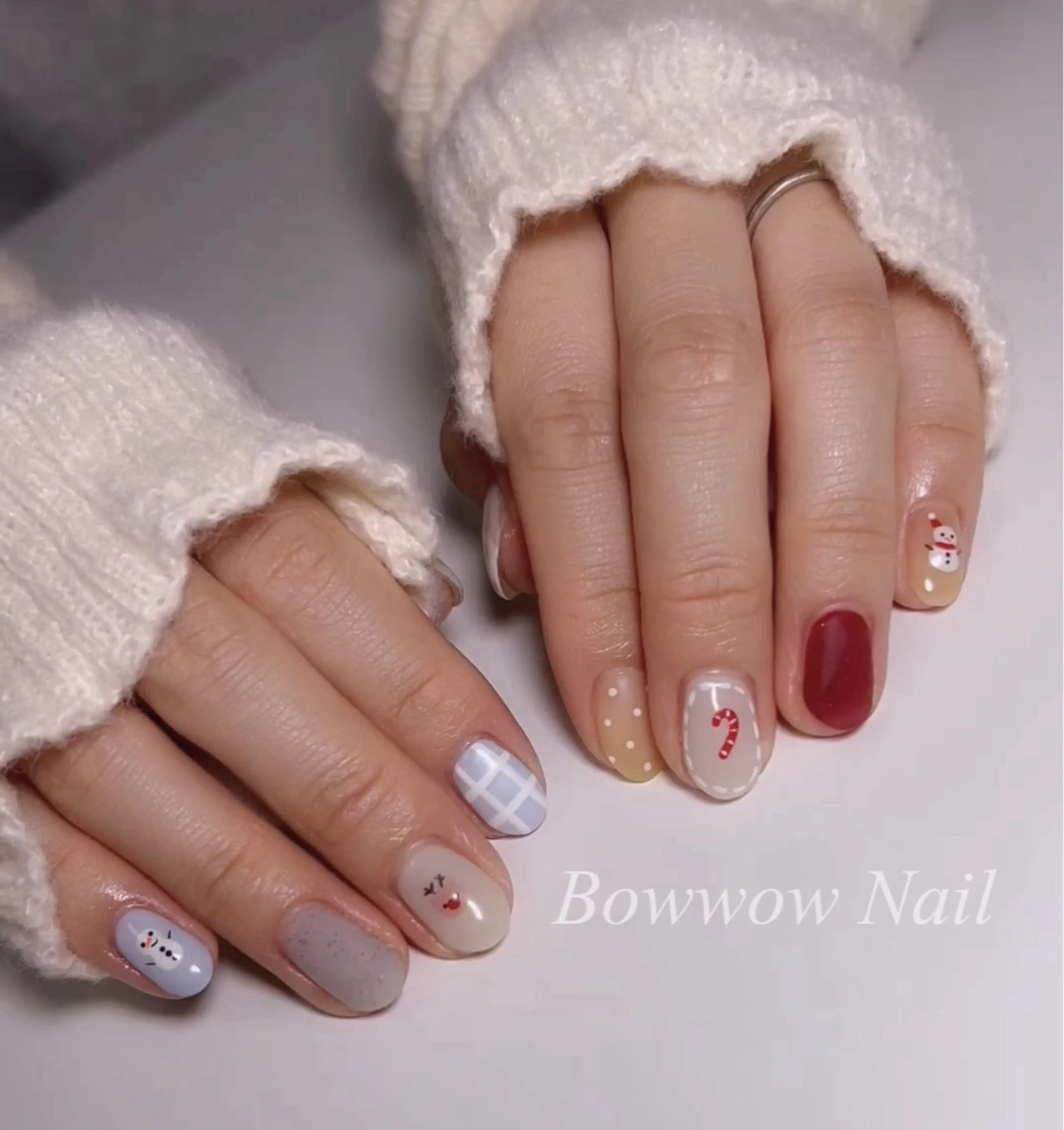 ネイル アートネイル 冬ネイル クリスマス Bow wow Nail さや🧸のネイルデザイン