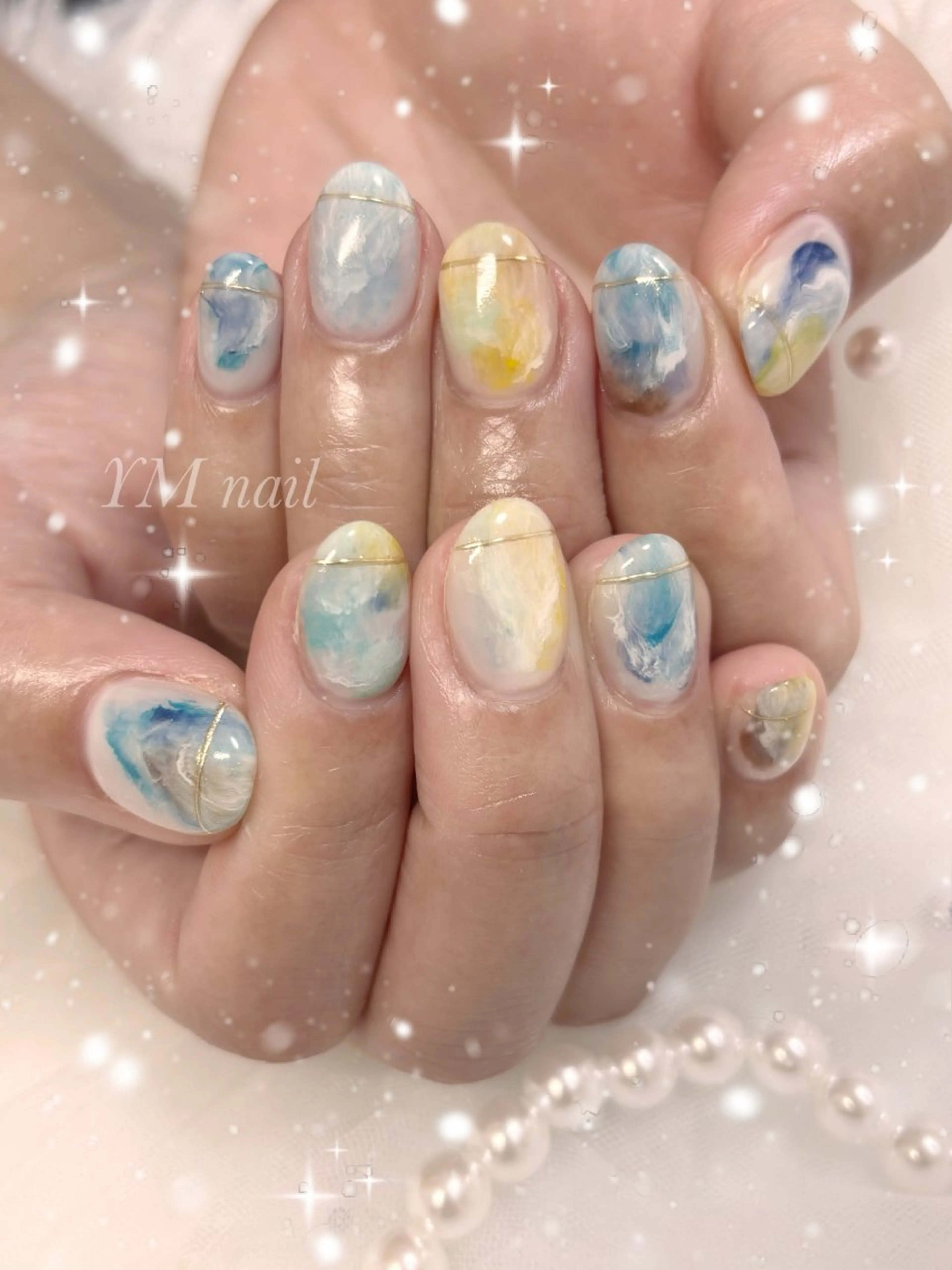 ネイル ミラーネイル ニュアンスネイル 春ネイル ハンドネイル YM nailのネイルデザイン