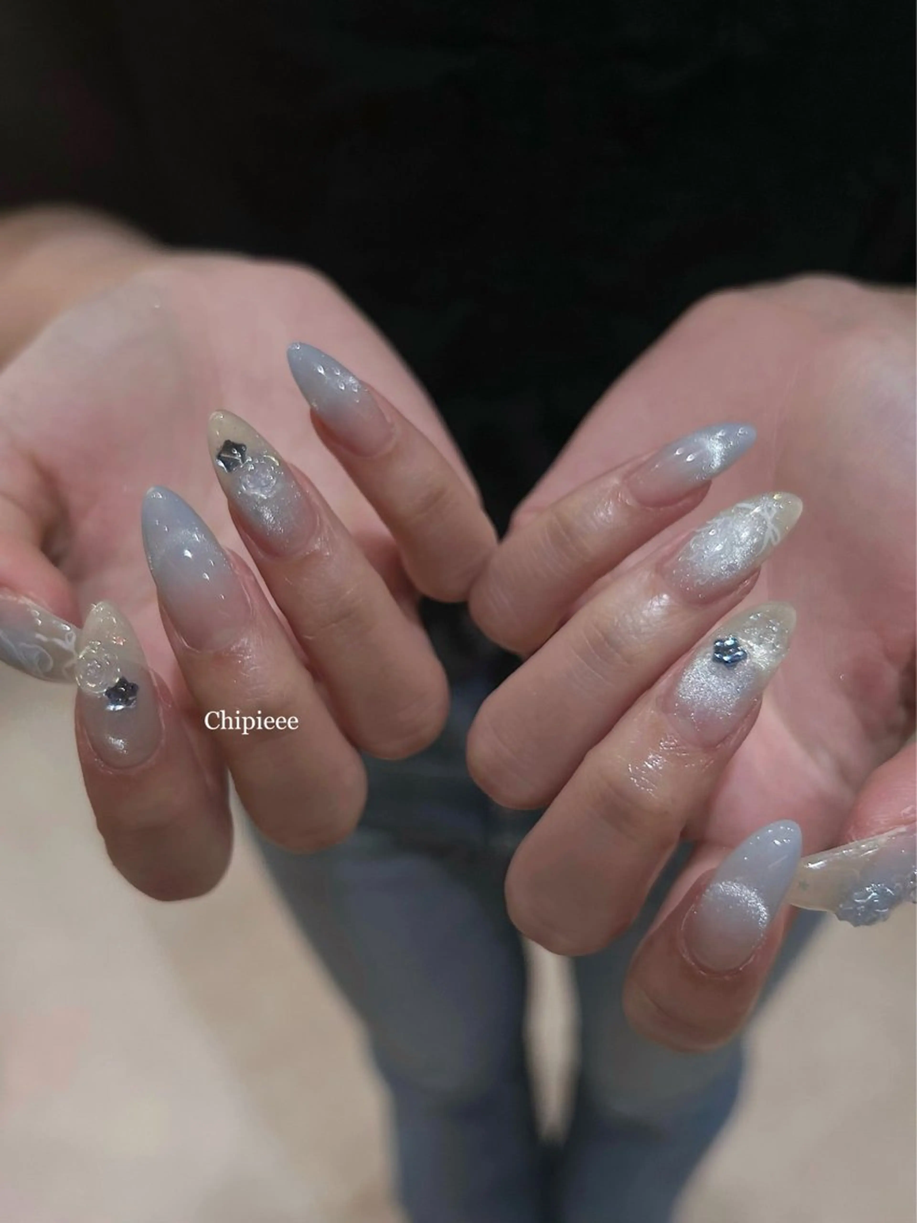 ネイル ブルー ハンドネイル Chipieee manamiのネイルデザイン