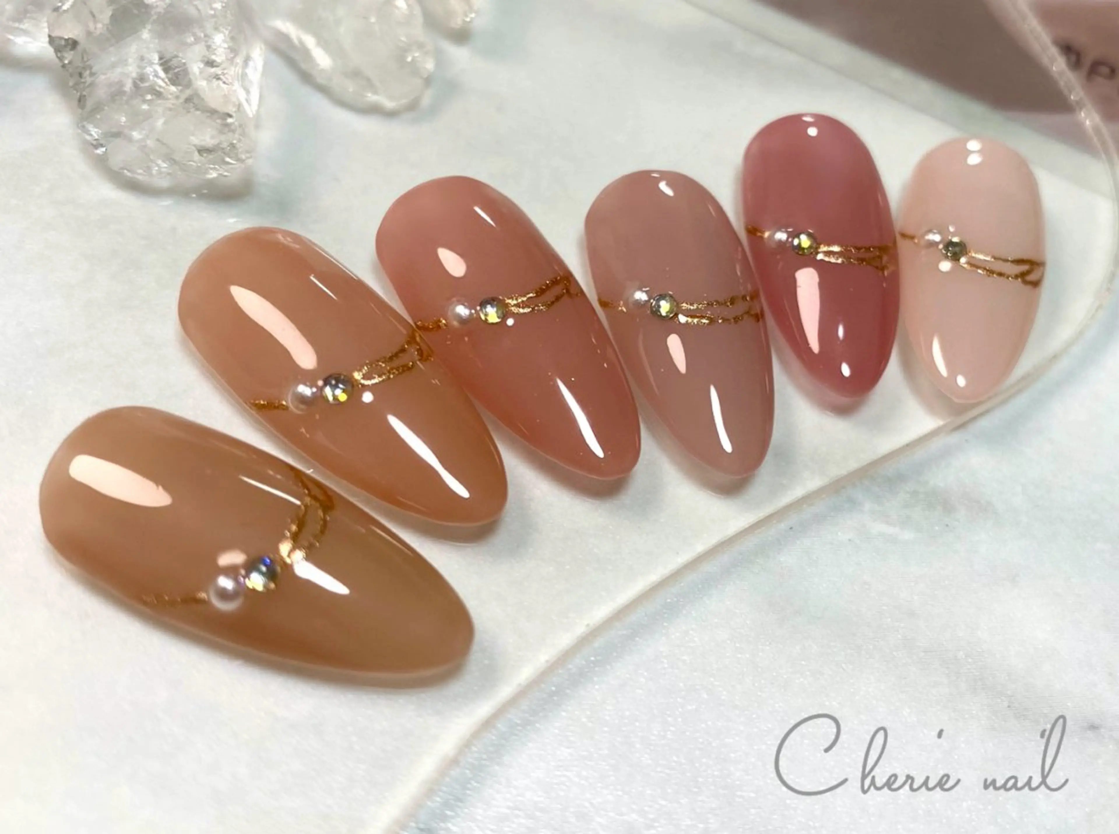 ネイル ジェルネイル ピンク Cherienail yunaのネイルデザイン