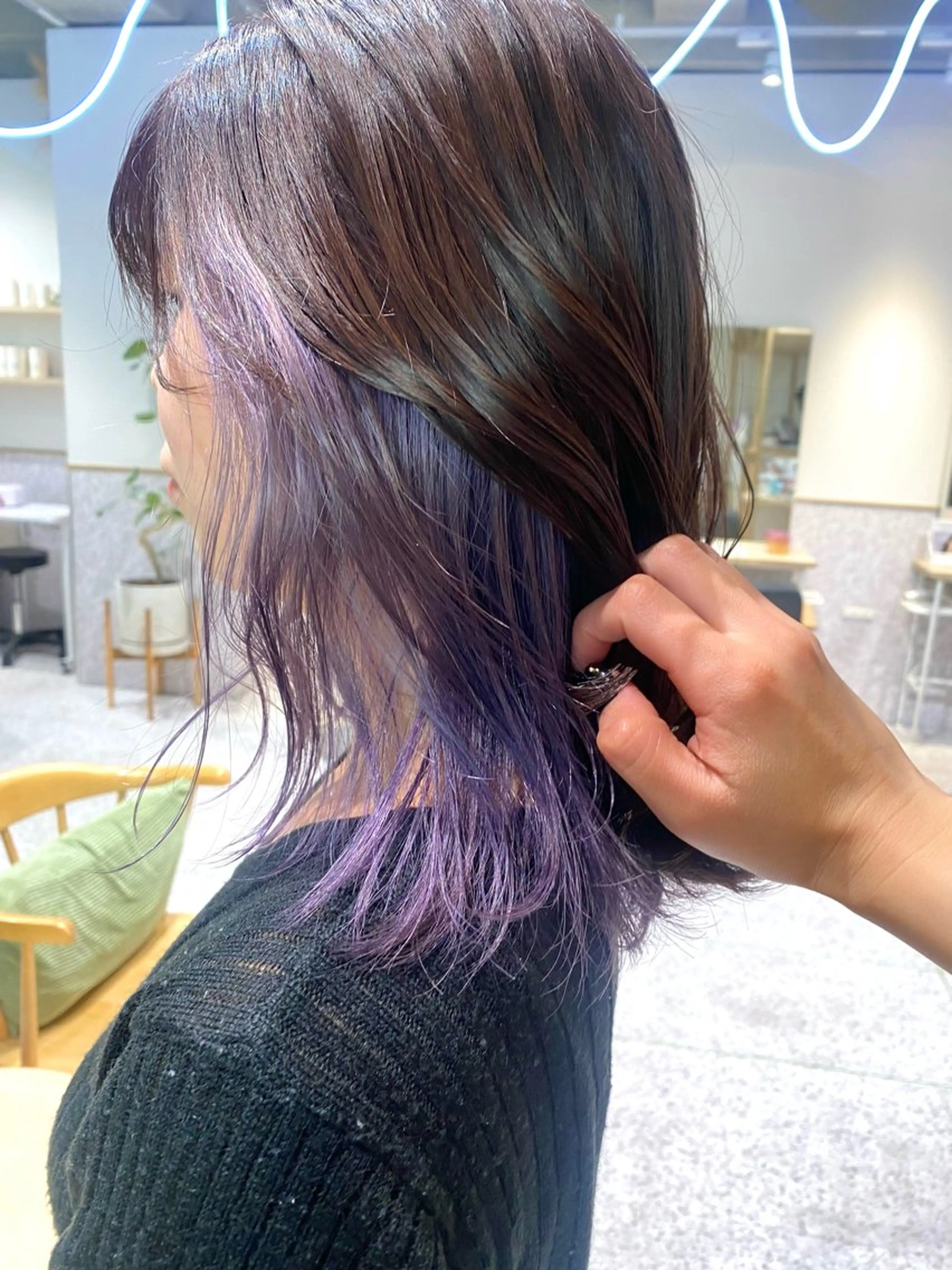 ミディアム カラー ミディアムパーマ ダブルカラー イヤリングカラー ハイライトカラー ハイトーンカラー 暖色カラー/ パリジェンヌ💟みくのヘアスタイル