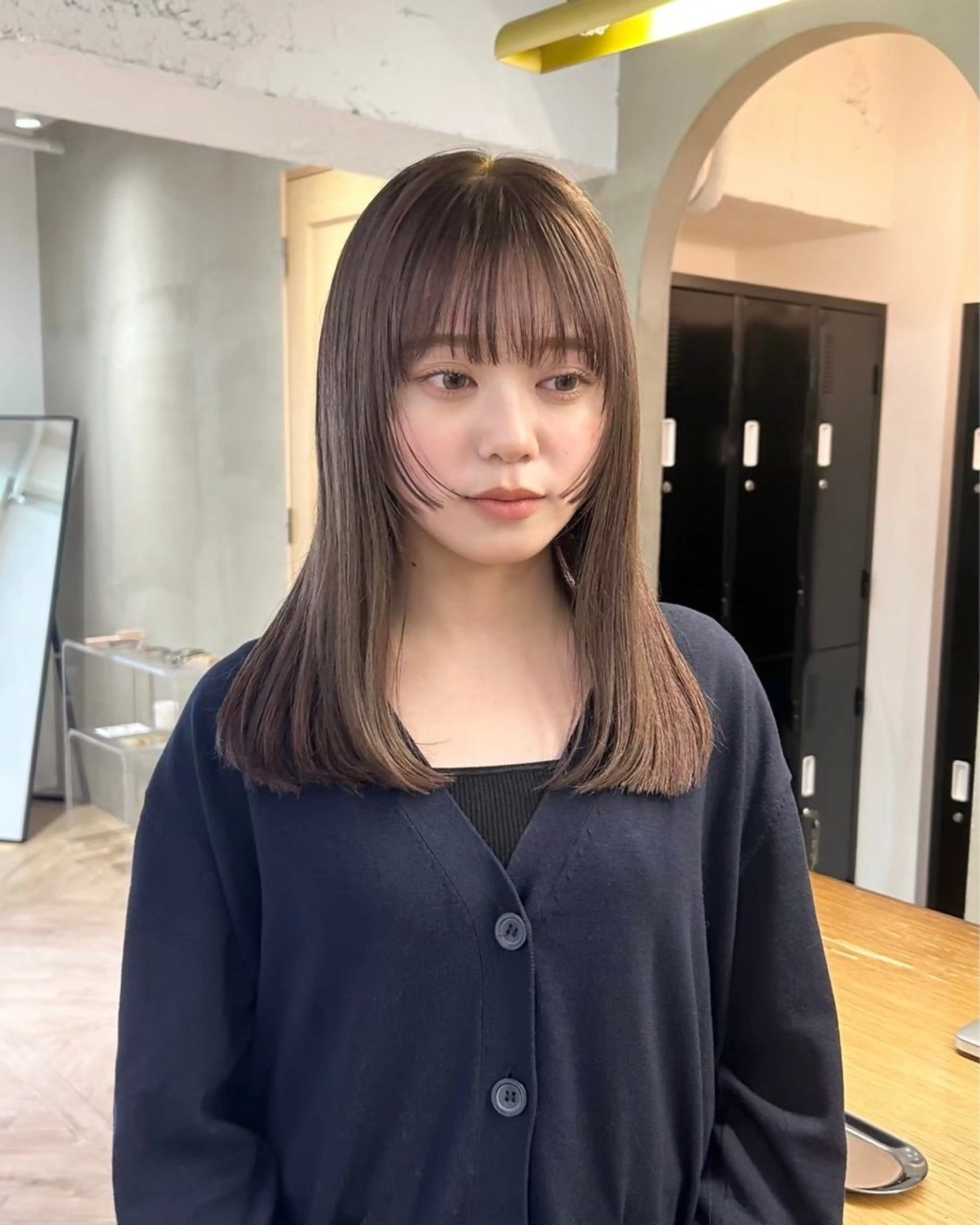 セミロング カラー 顔まわりカット/透け カラー/Memi🎀のヘアスタイル