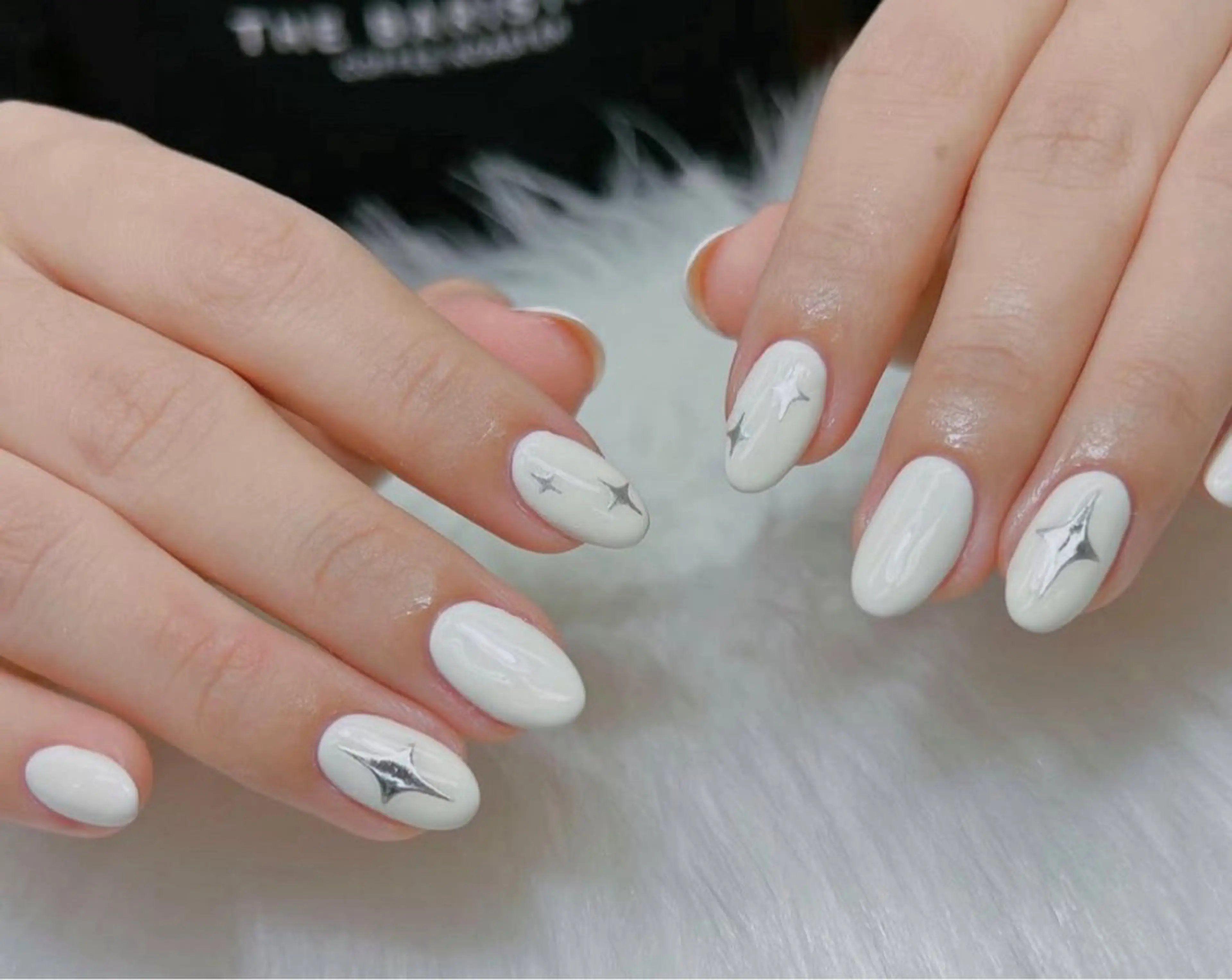 ネイル フレンチネイル キラキラネイル 水色 マグネットネイル ミラーネイル Lina nail所属・Lunaa 池袋のネイルデザイン