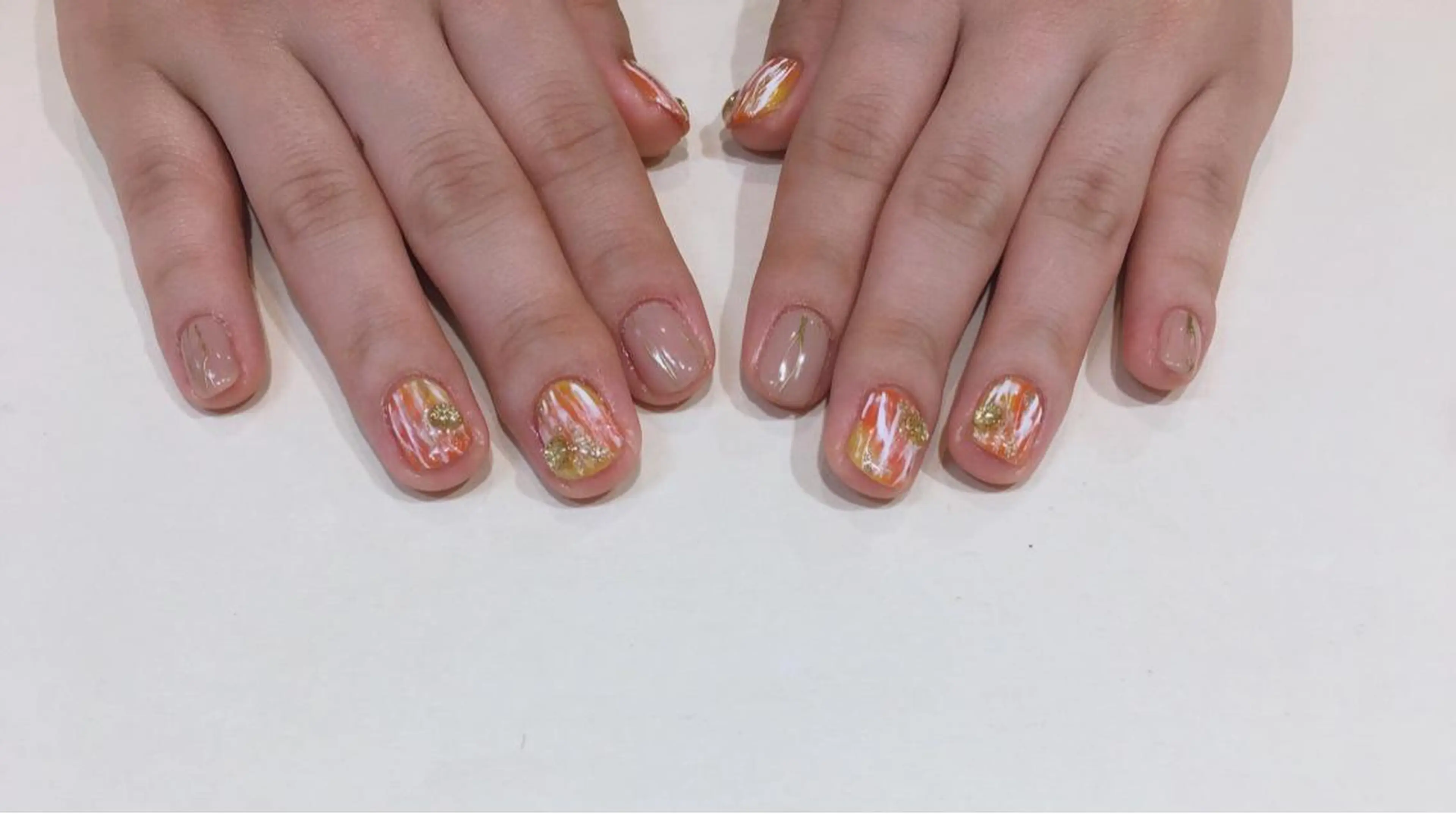 ネイル オレンジ 黄色 JurerEye☆ Marikoのネイルデザイン