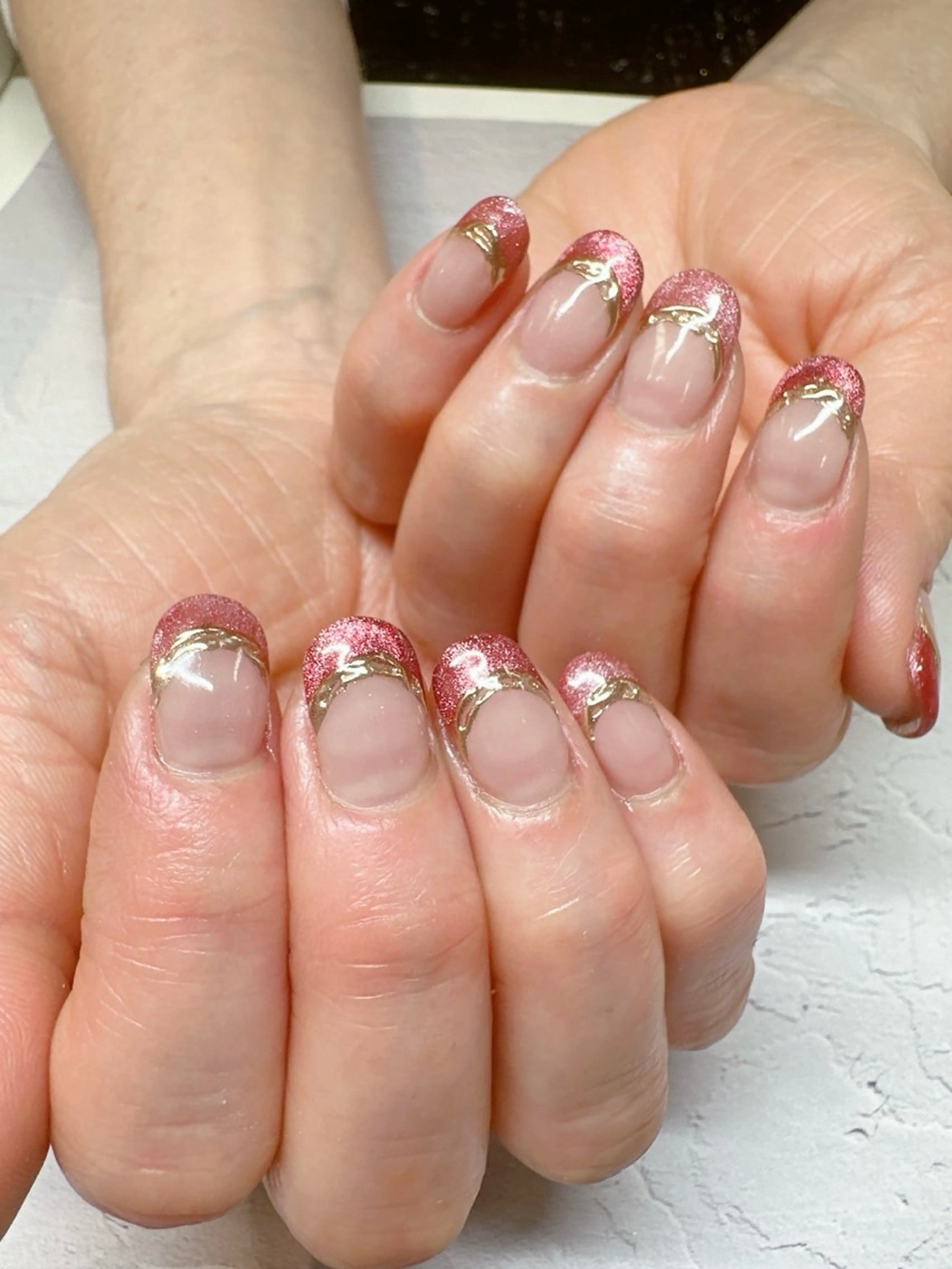 ネイル フレンチネイル マグネットネイル マグネットフレンチ ミラーネイル ハンドネイル nailist SATO【銀座】のネイルデザイン