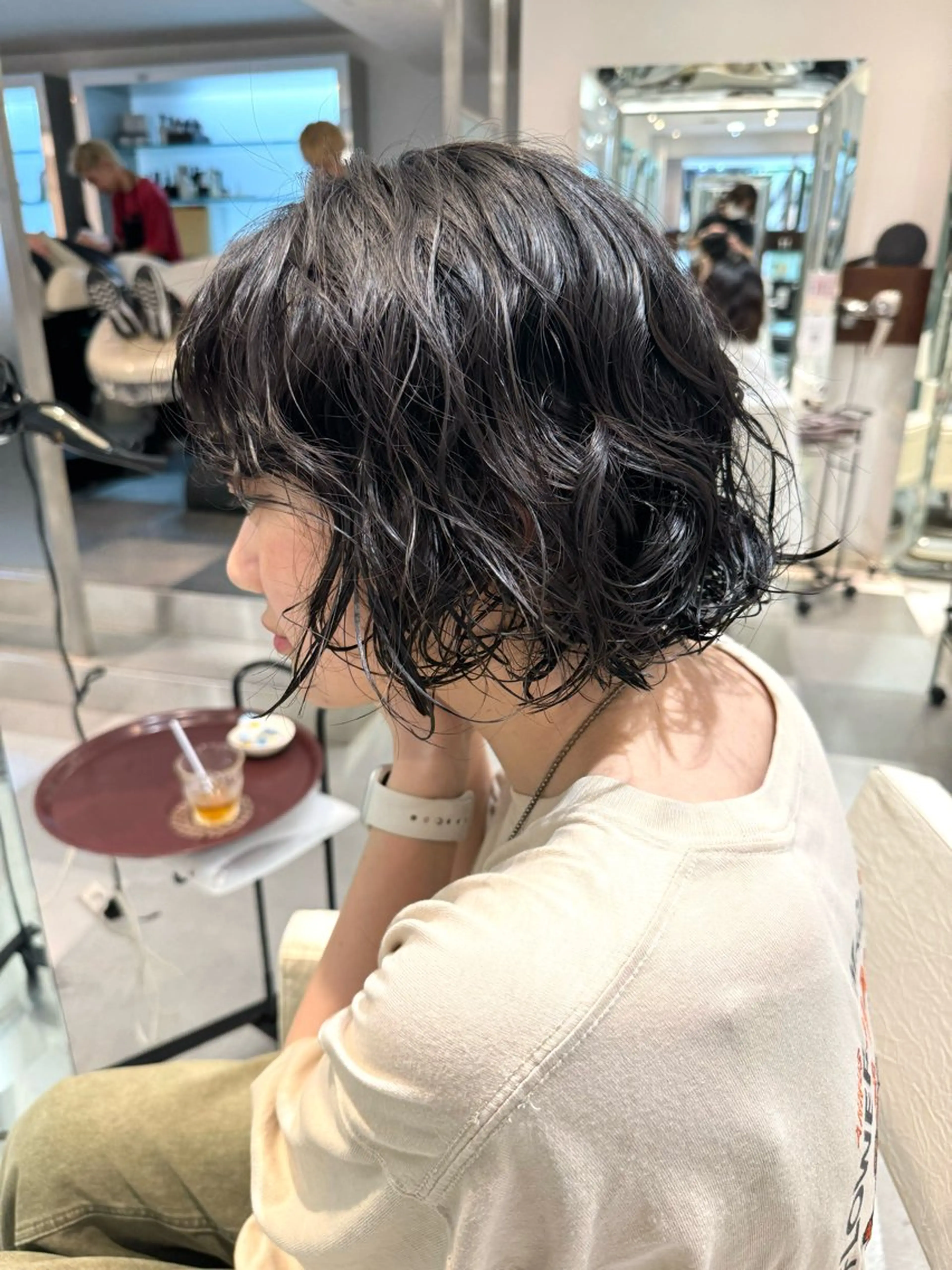 ミディアム パーマ ミディアムパーマ ボブ カット パーマ トリートメント デジタルパーマ 🌀ボブ　萩原　龍のヘアスタイル