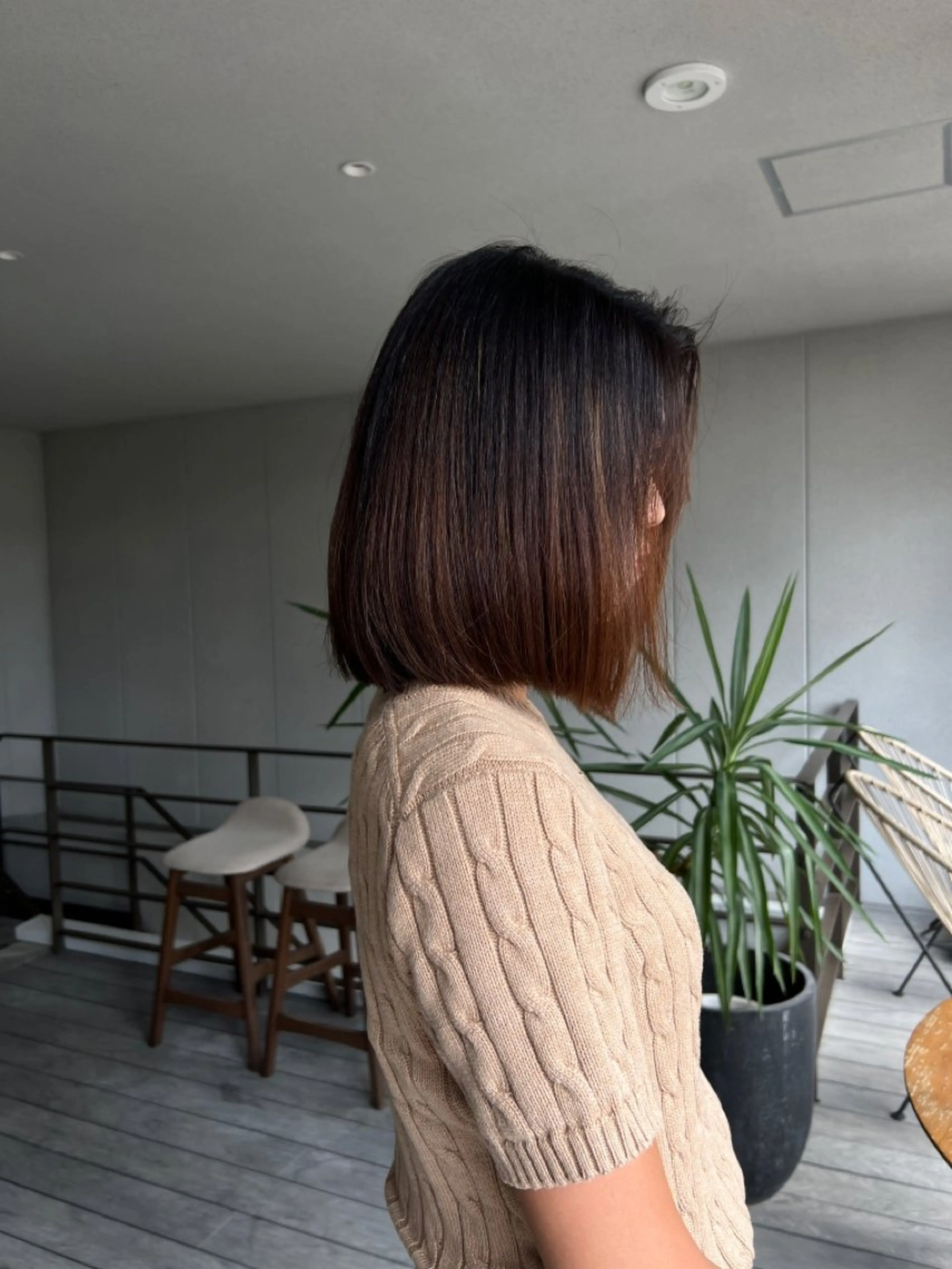 ミディアム 海外風カーテンバング Mao広尾美容室のヘアスタイル