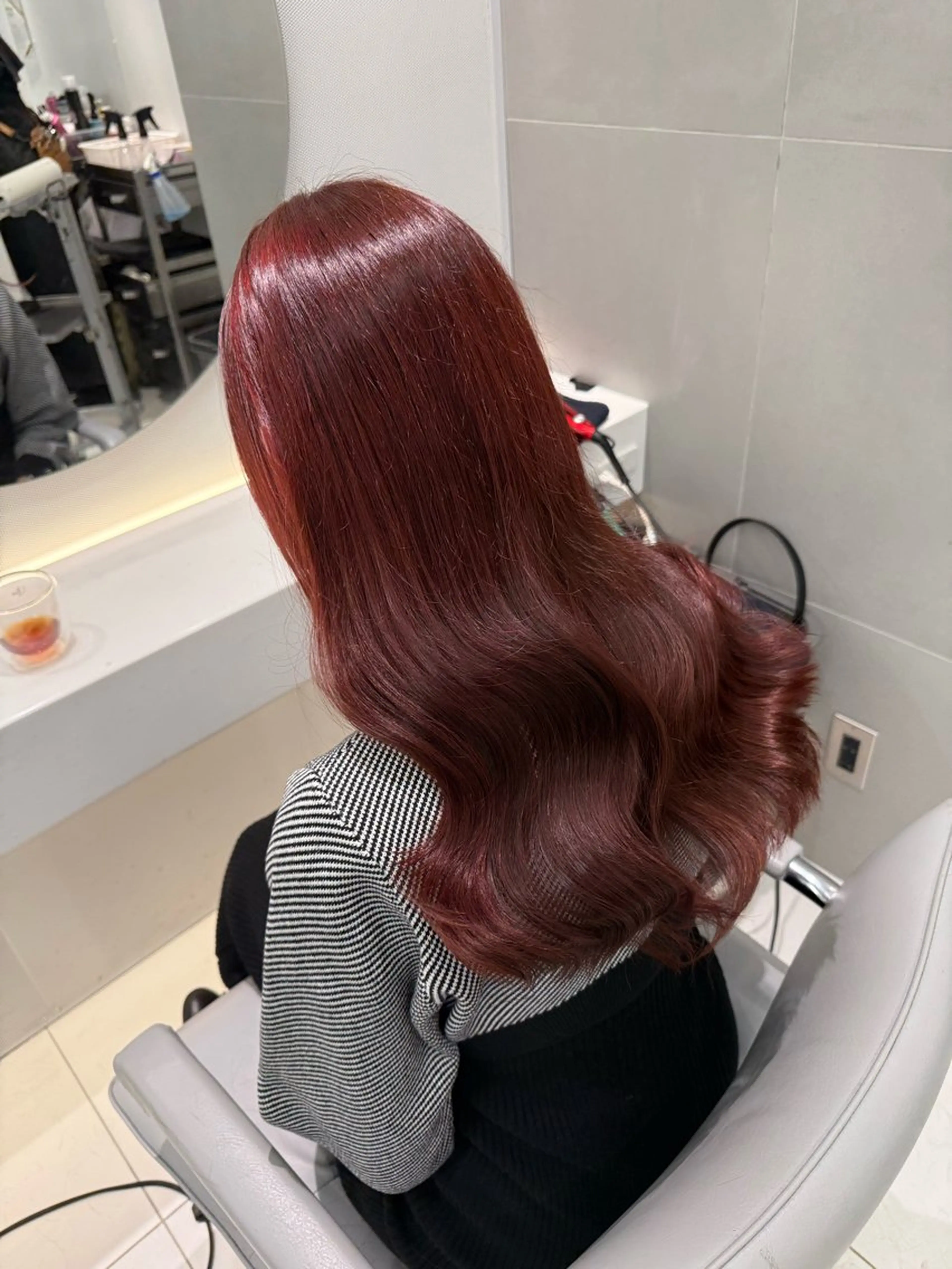 ロング カラー ボルドーカラー ダブルカラー レッドカラー トリートメント /カラー/NAOKIのヘアスタイル