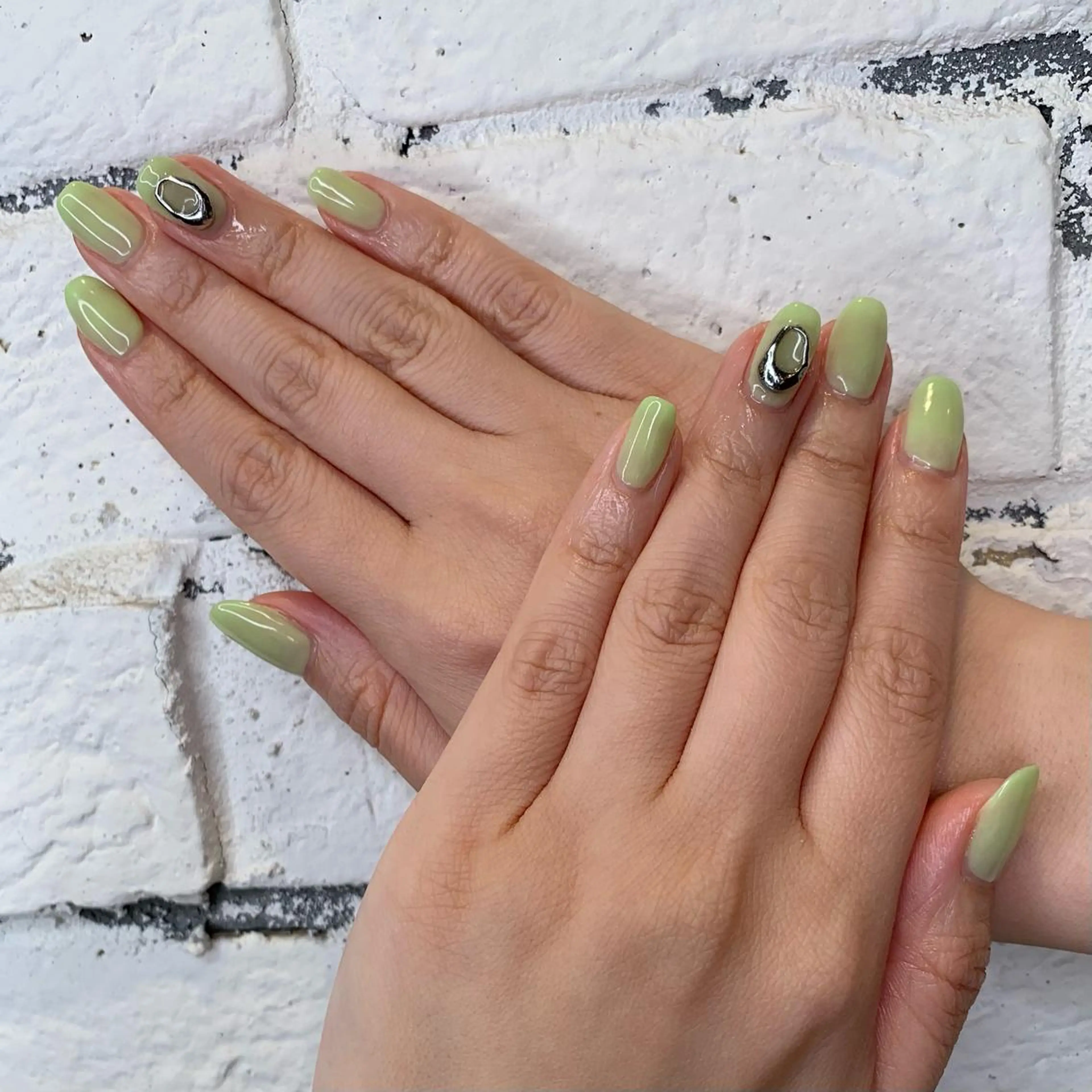 ネイル グリーン ハンドネイル Lia所属・eri chan nailのネイルデザイン