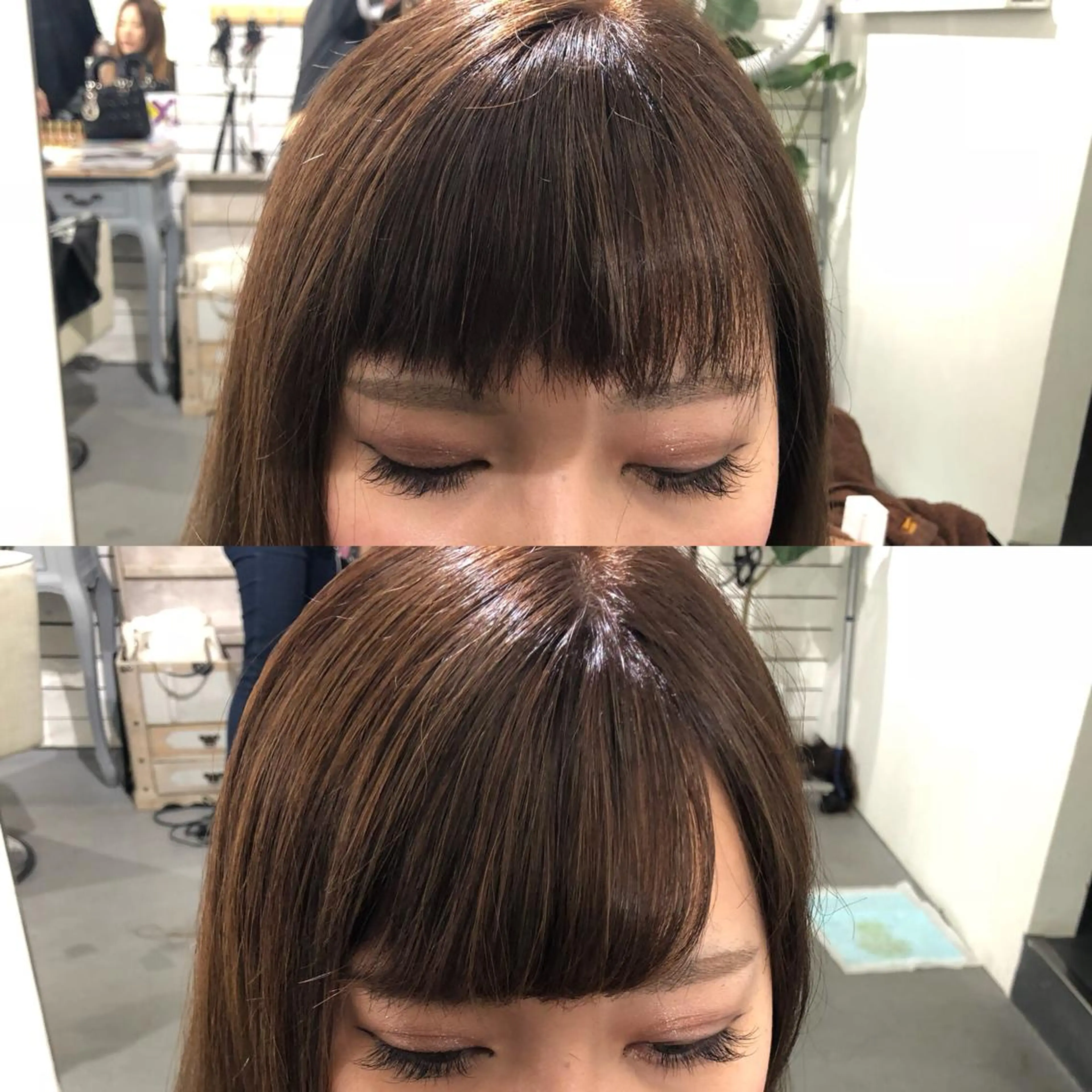 セミロング カラー ヘアアレンジ オン眉 ヘアカラー エクステ 🦋美髪／エクステ 🦋アベイクミのヘアスタイル