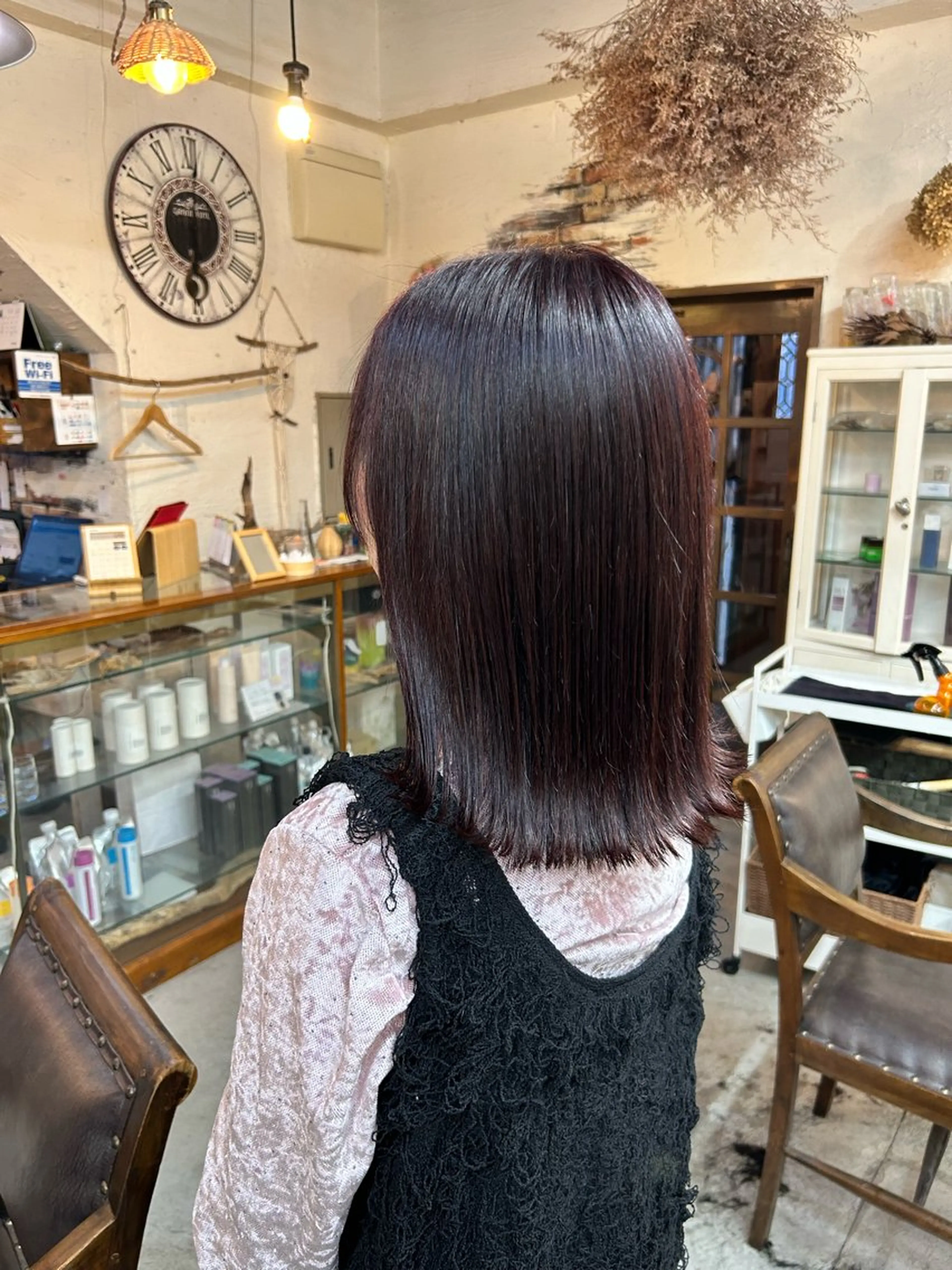 セミロング パープルカラー ヘアカラー トリートメント minami 🐣のヘアスタイル