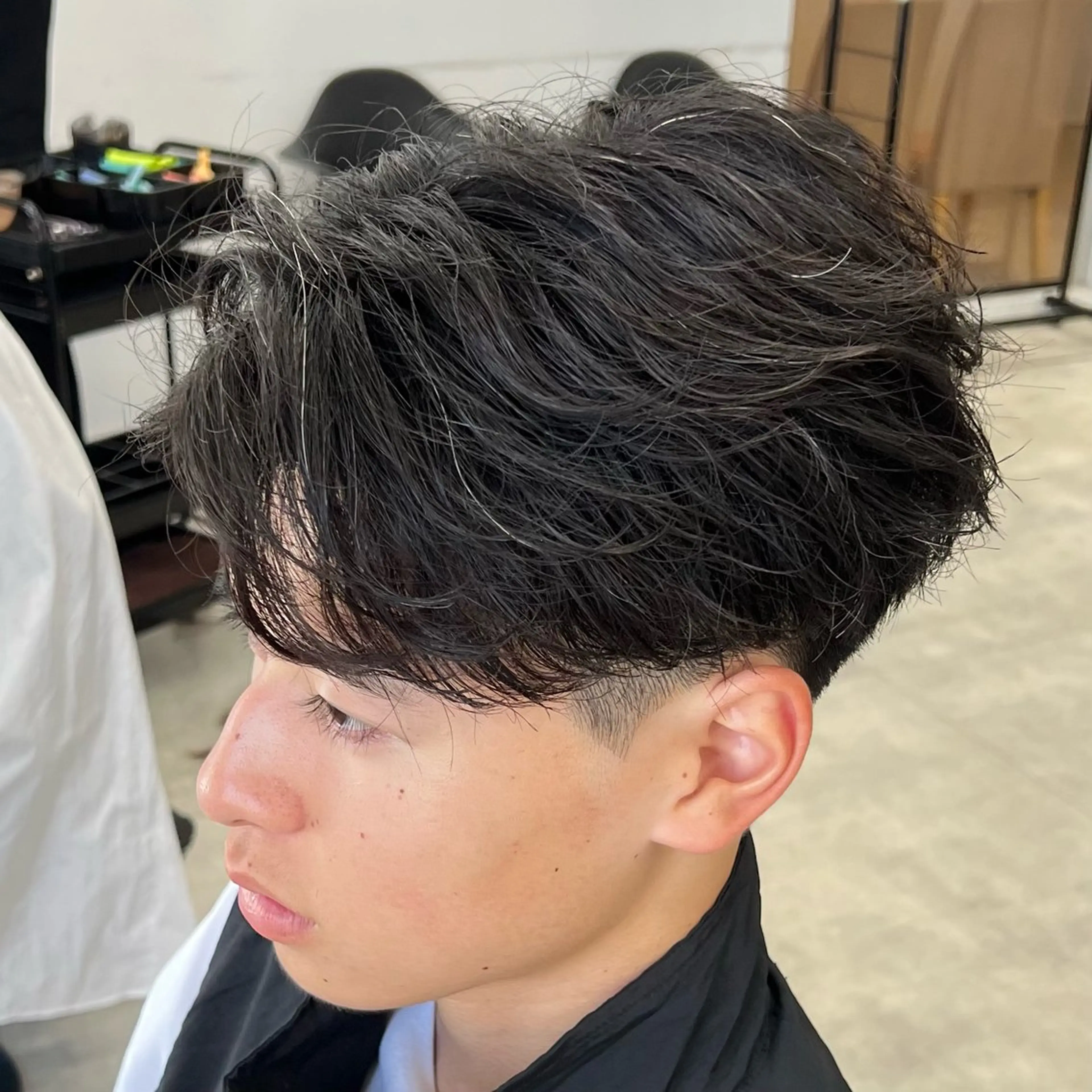 ショート パーマ メンズ フェザーパーマ メンズパーマ カット パーマ メンズパーマ/波巻き 新潟/万代/夏芽🎀のヘアスタイル