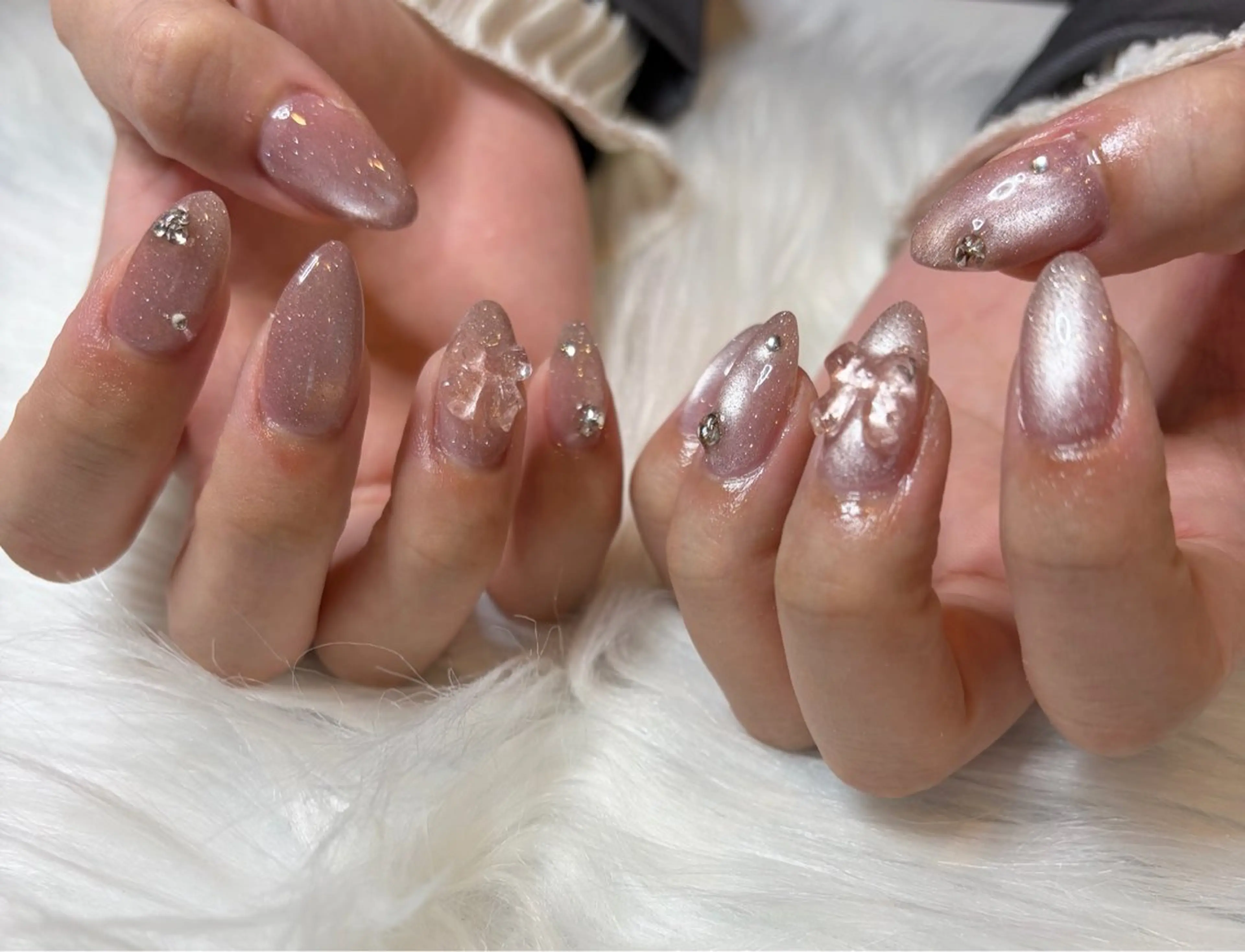 ネイル マグネットネイル リボン ハンドネイル D'accord Megumiのネイルデザイン