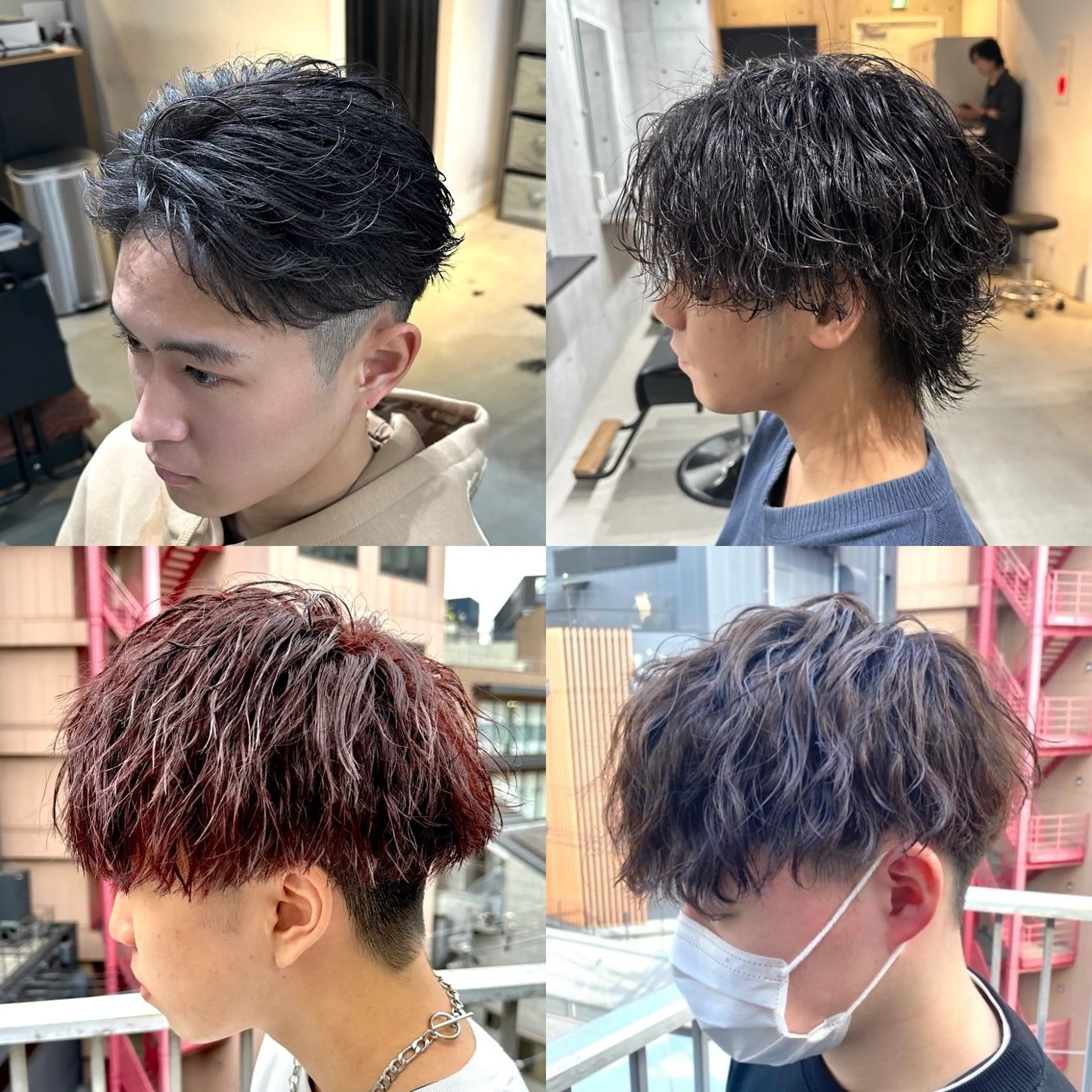 カラー パーマ メンズ アップバング マッシュ メンズパーマ メンズツイストパーマ ツイストスパイラルパーマ 梅田中崎町メンズ 美容師ユースケのヘアスタイル