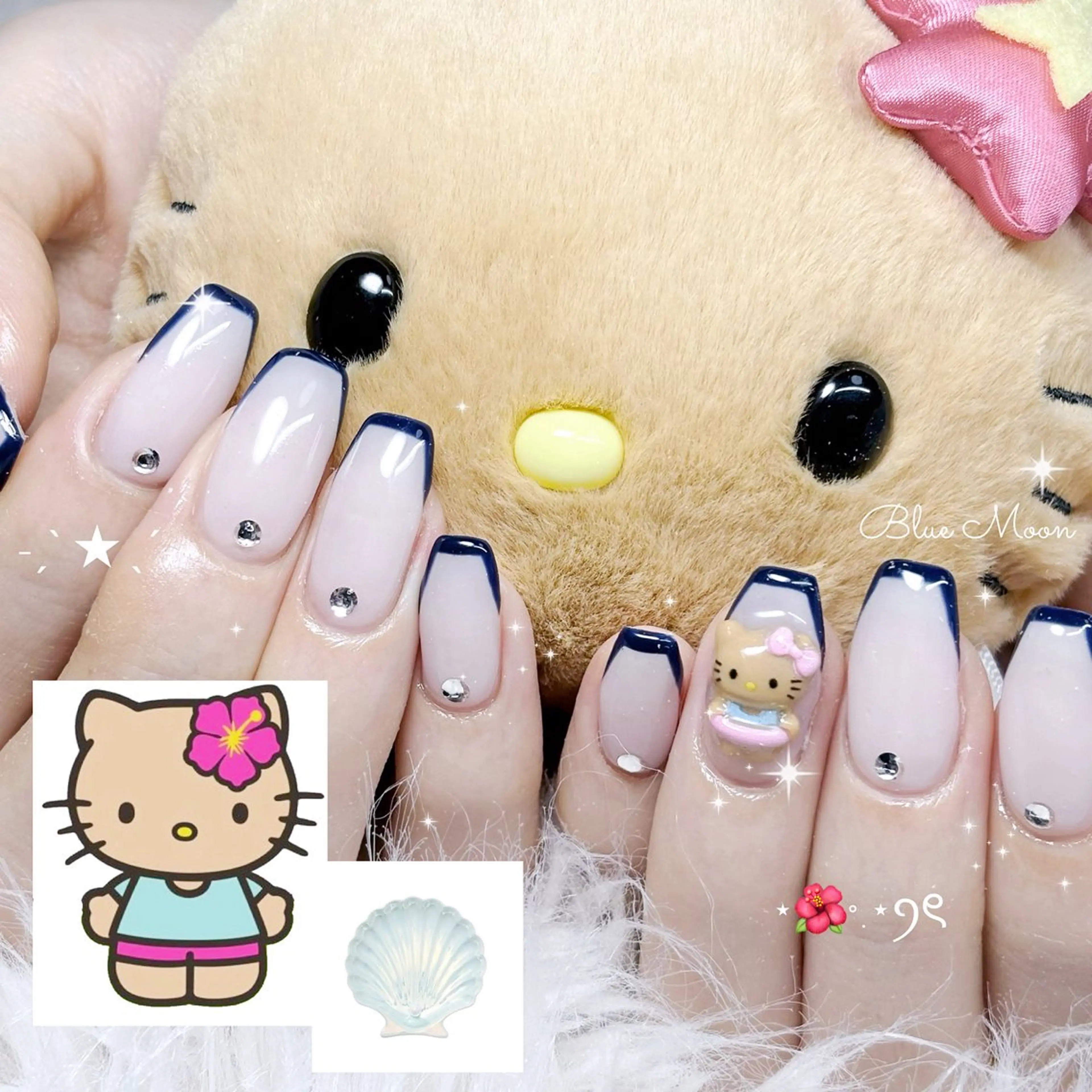 ネイル ストーンネイル ハンドネイル ハンドケア nail salon Blue Moonのネイルデザイン