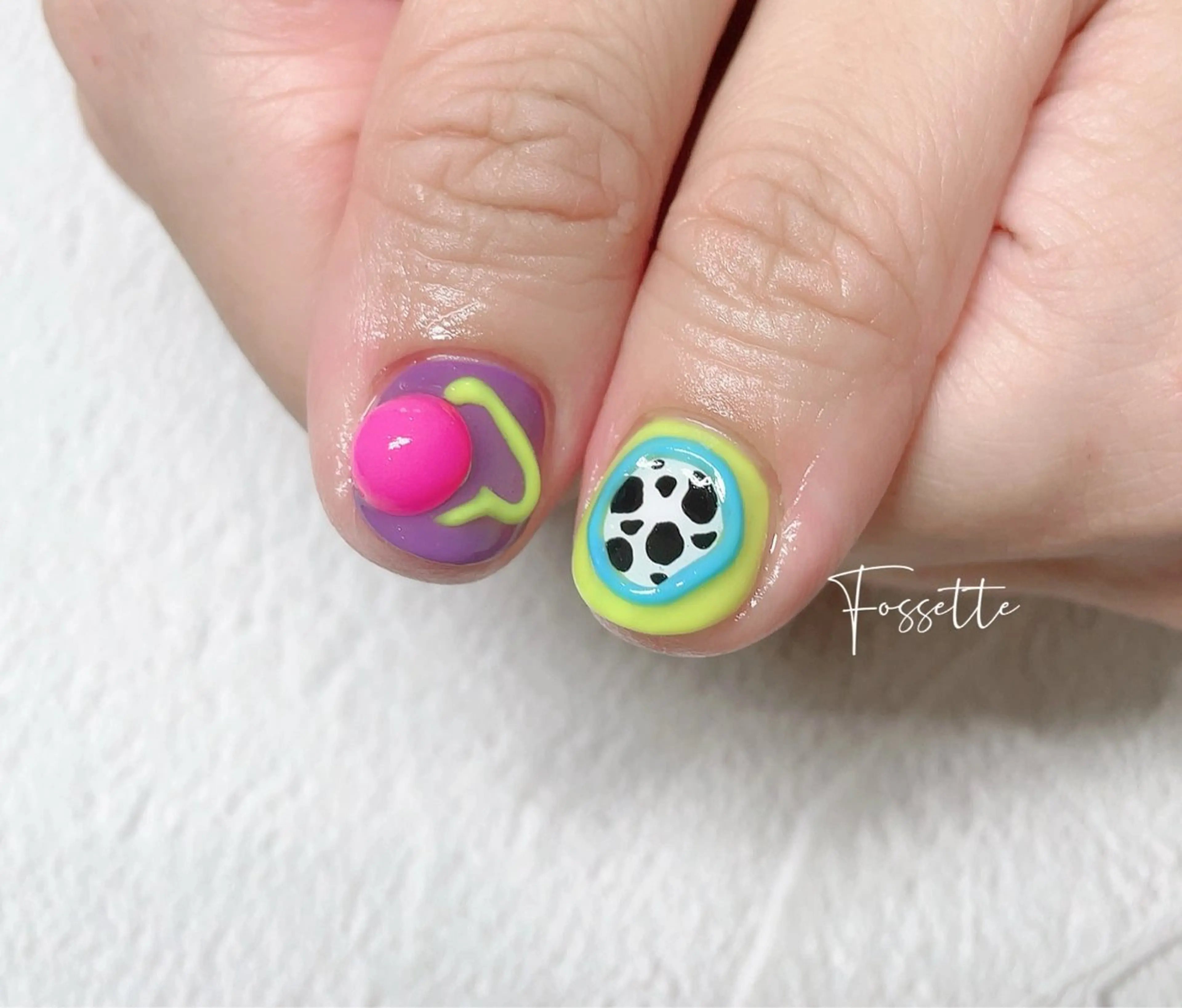 ネイル アートネイル 持ち込み ぷっくりネイル ショートネイル nailsalon Fossetteのネイルデザイン
