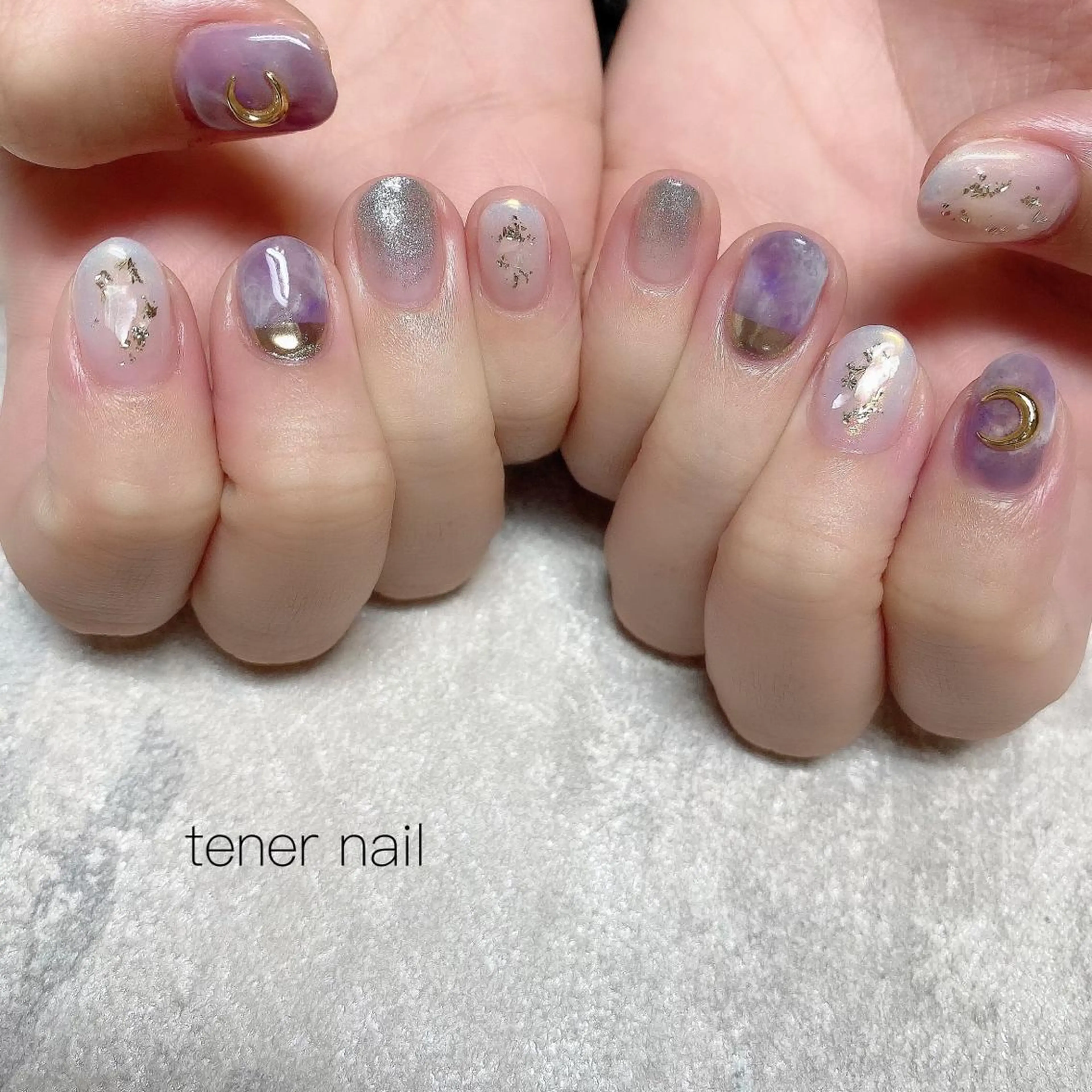 ネイル オーロラネイル ニュアンスネイル パープル tener  nail  テネルネイル所属・テネルネイル tener nailのネイルデザイン