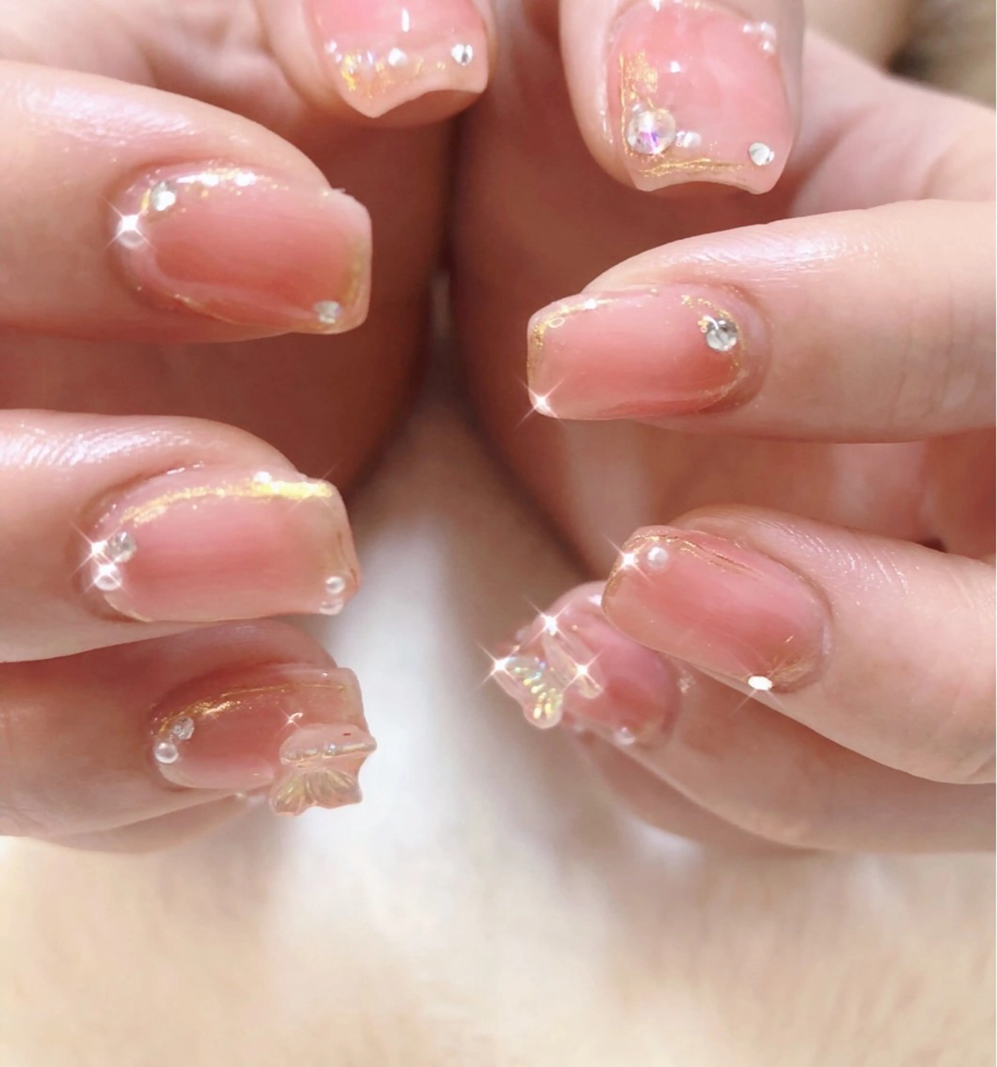 ネイル フレンチネイル ジェルネイル ガラスフレンチ グラデーション ハート ハンドネイル ハンドケア 大門浜松町 ネイルのネイルデザイン