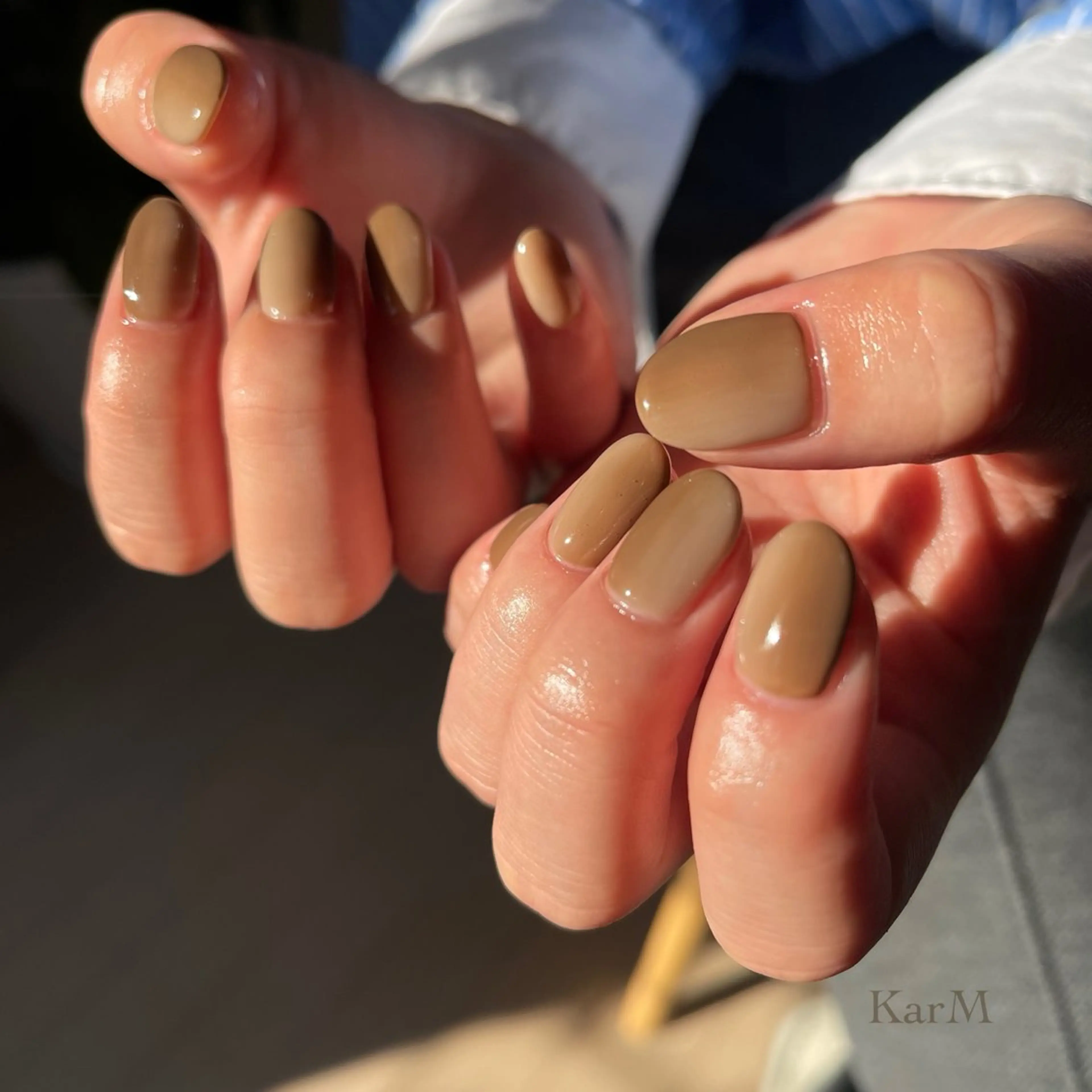 ネイル オーロラネイル ブラウン チークネイル フットネイル フレンチネイル ハンドネイル ogino karinのネイルデザイン