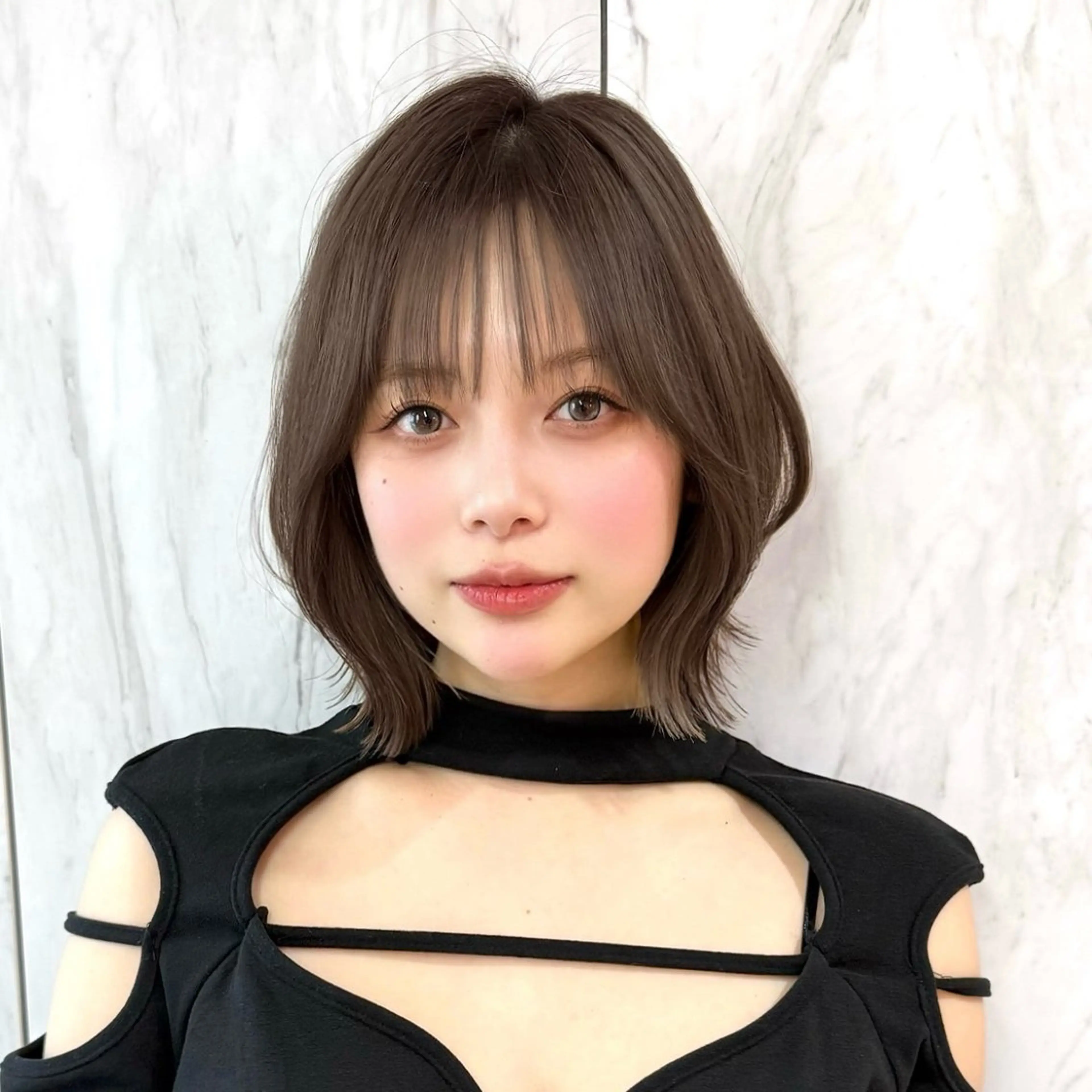 ミディアム カラー ヘアアレンジ ボブレイヤー 透明感カラー ボブ 韓国風ヘア レイヤーカット 韓国ボブ/髪質改善 /新宿/Rumiのヘアスタイル