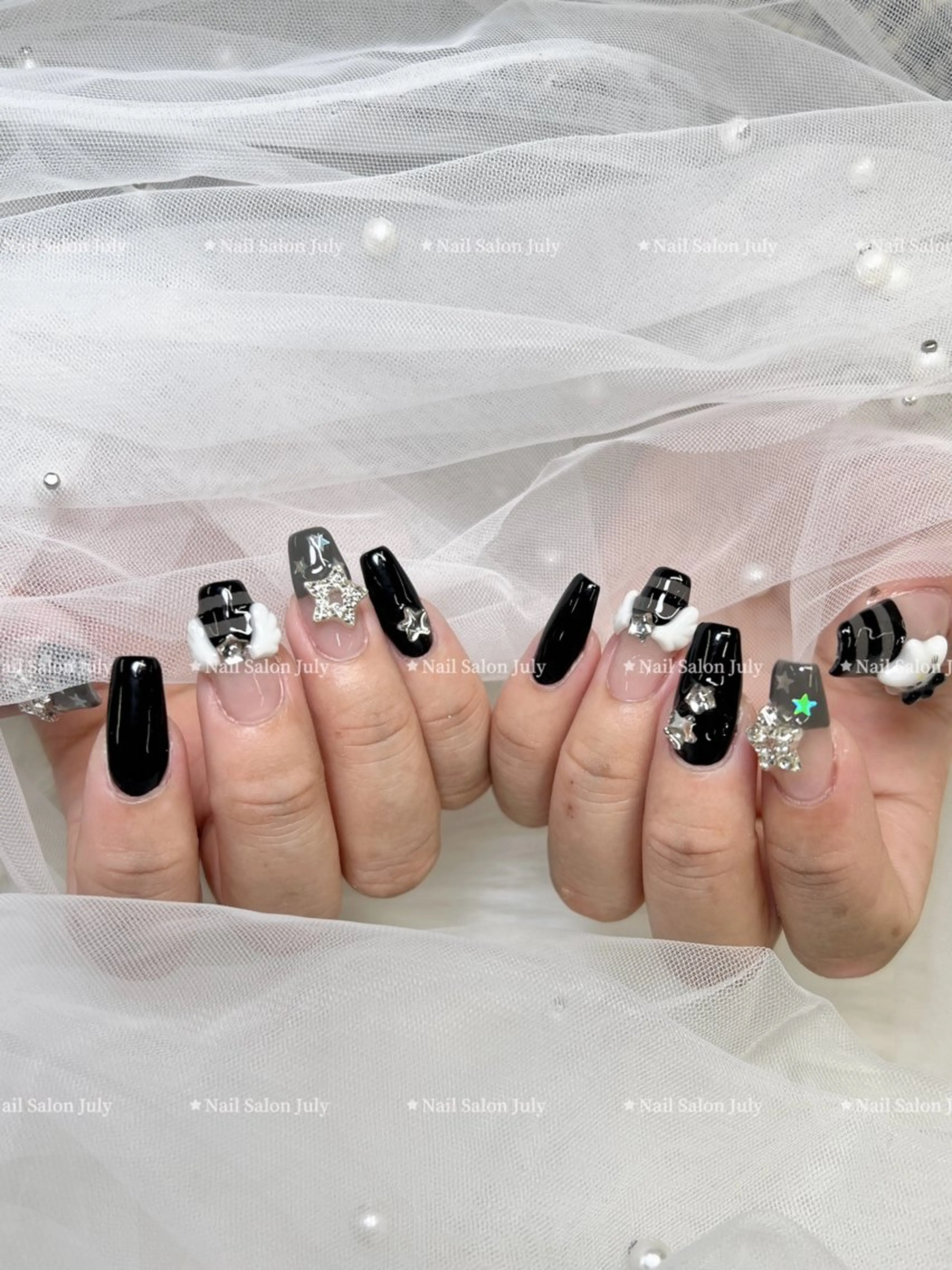 ネイル アートネイル オーロラネイル ジェルネイル ガーリー キラキラネイル July モモのネイルデザイン