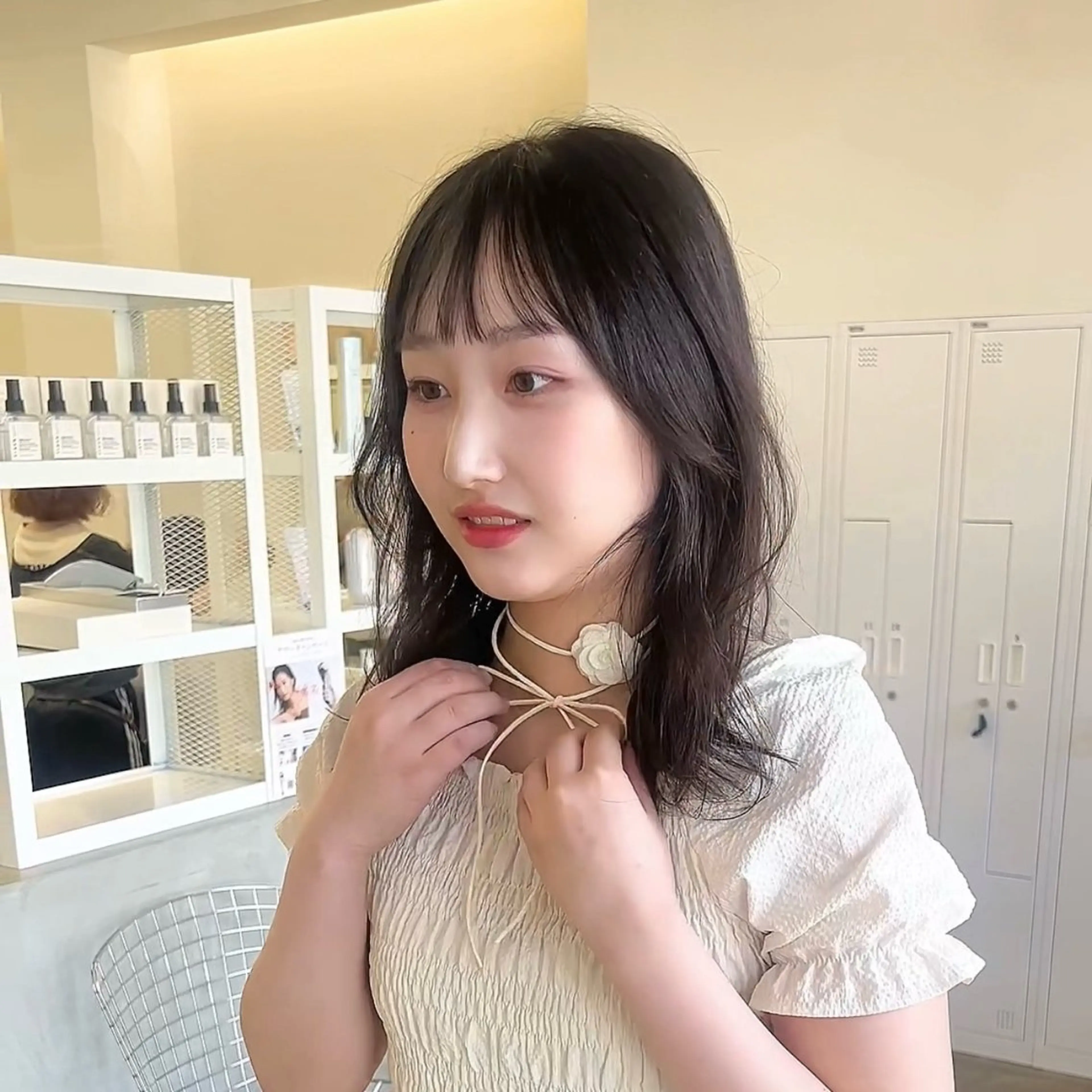 ミディアム クロスパーマ× 透明感カラー✂︎のヘアスタイル