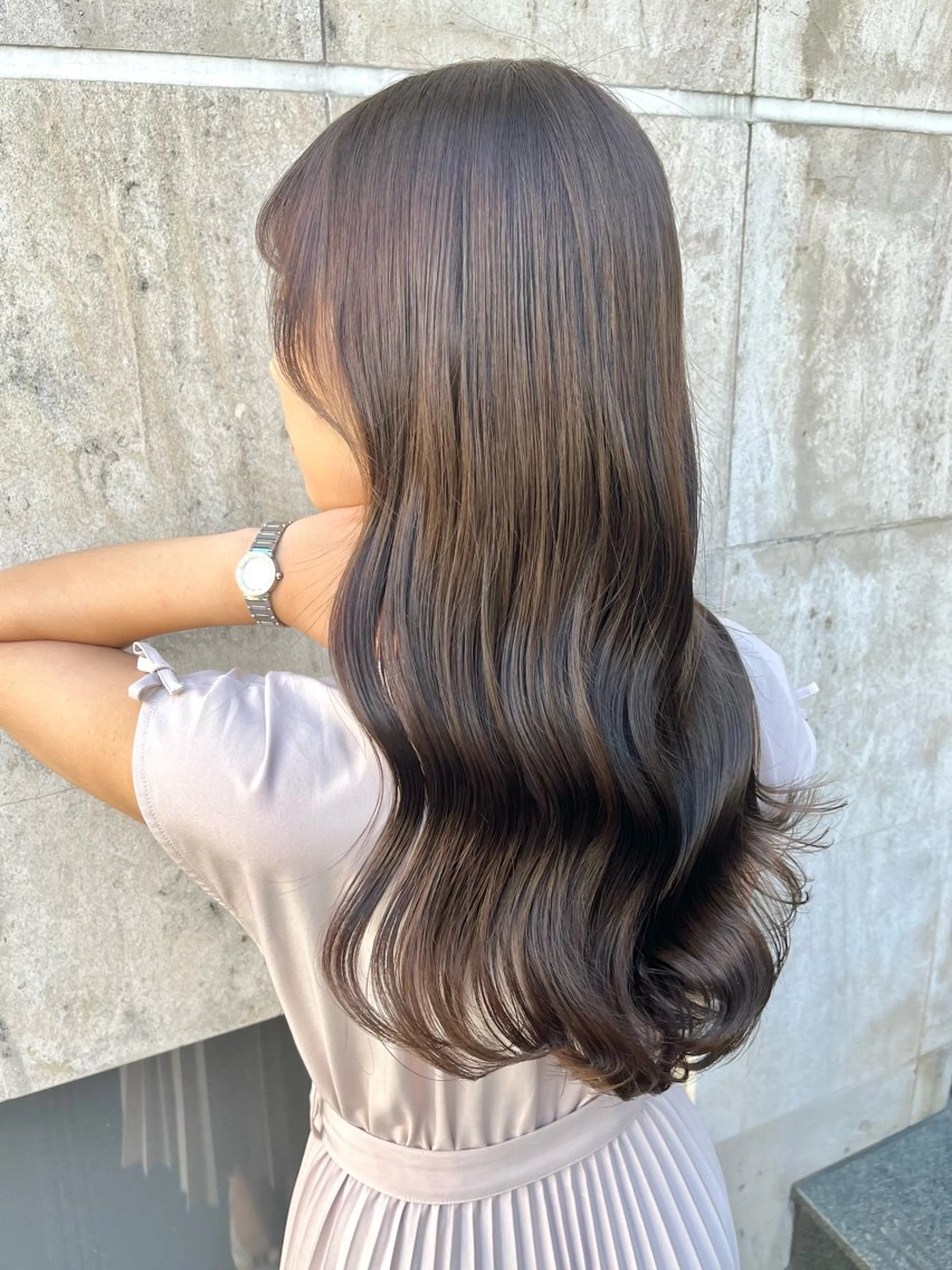 ロング カラー ラベンダーカラー 顔周りカット ヘアカラー トリートメント ブリーチなし✨艶髪 カラー𓃲YAGIのヘアスタイル