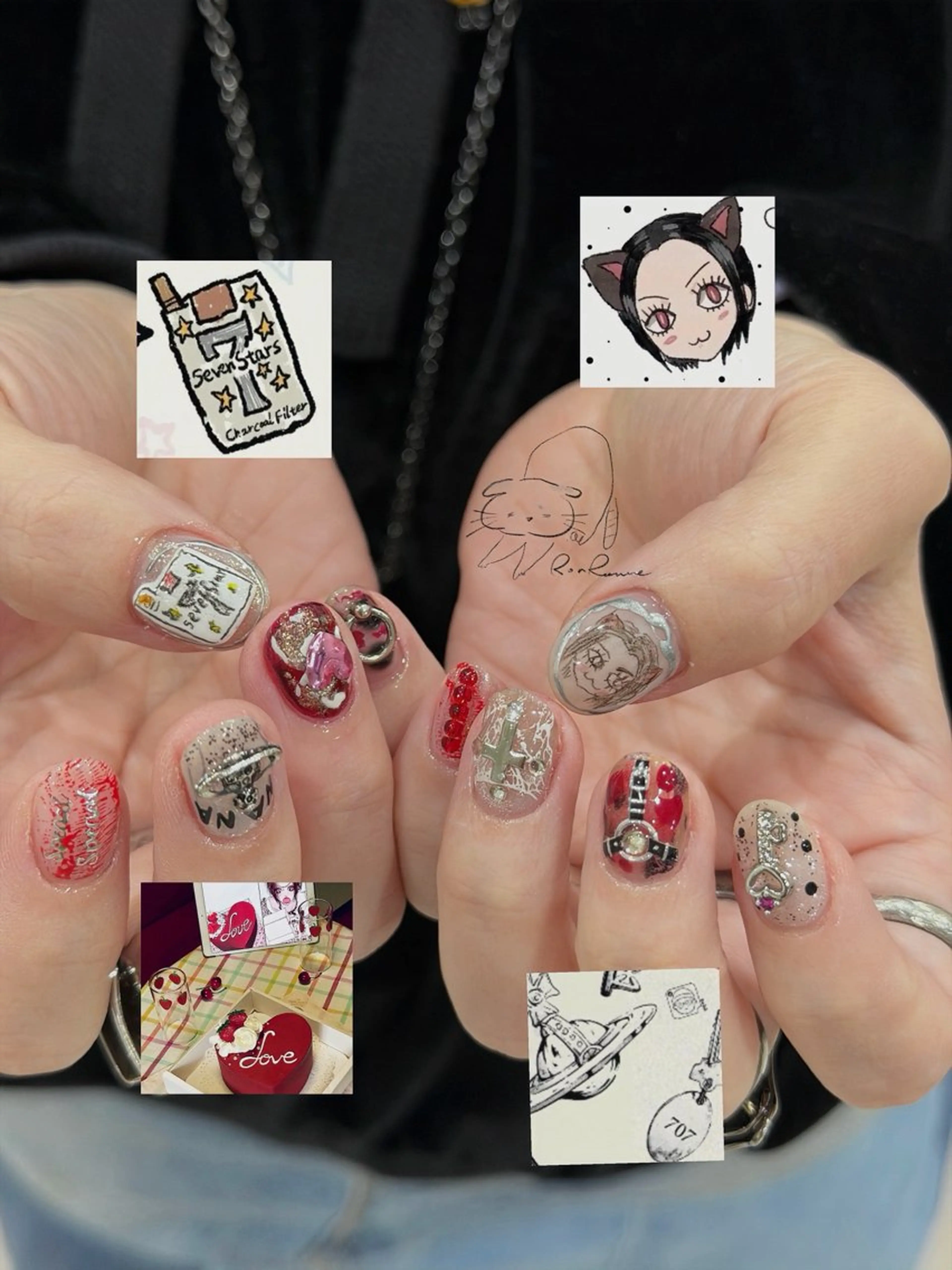 ネイル オーロラネイル 長さ出し フレンチネイル ジェルネイル ミラーネイル ハンドネイル ronronne .のネイルデザイン