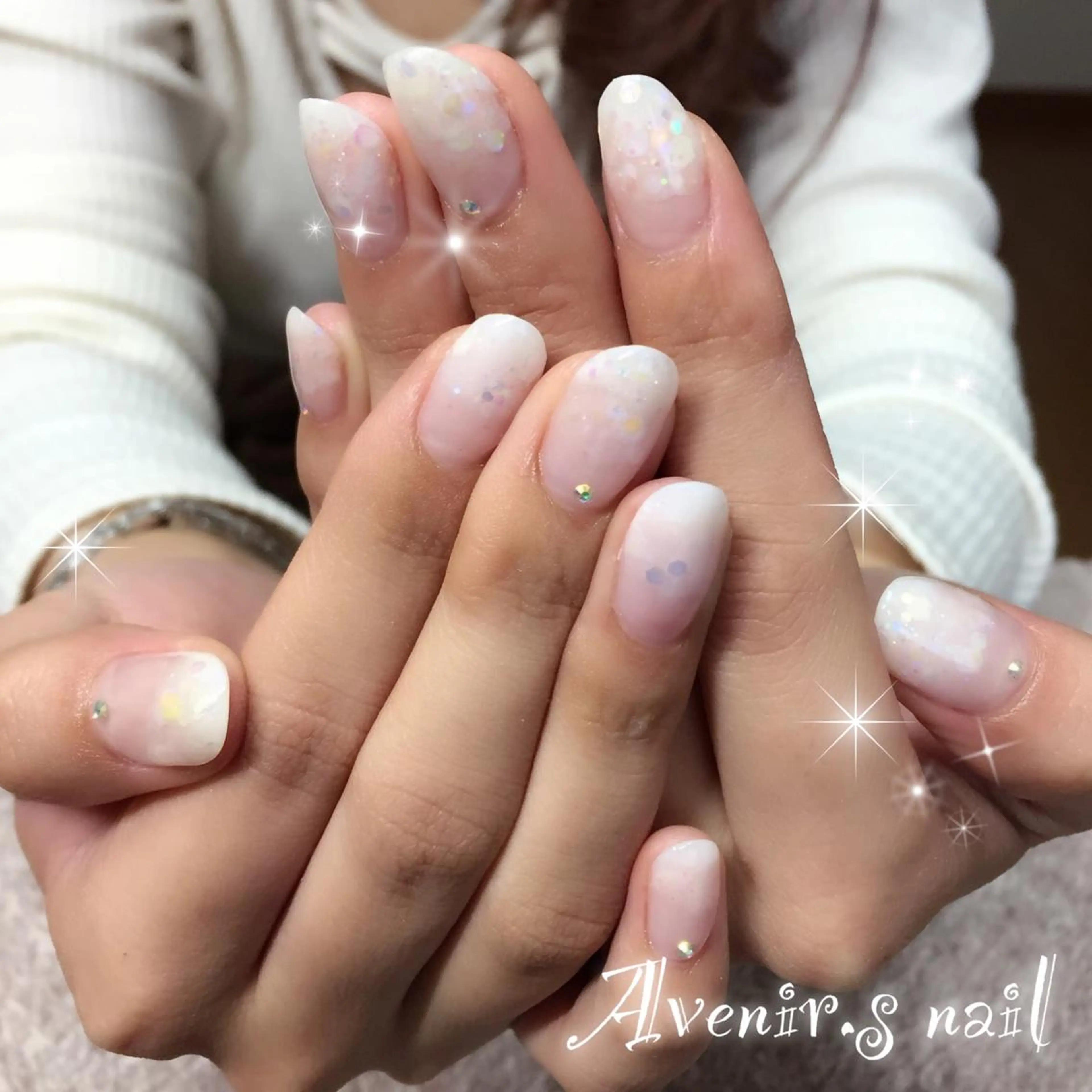 ネイル ラメ(グリッター) ラメグラデーション スカルプネイル Home Salon Avenir.のネイルデザイン