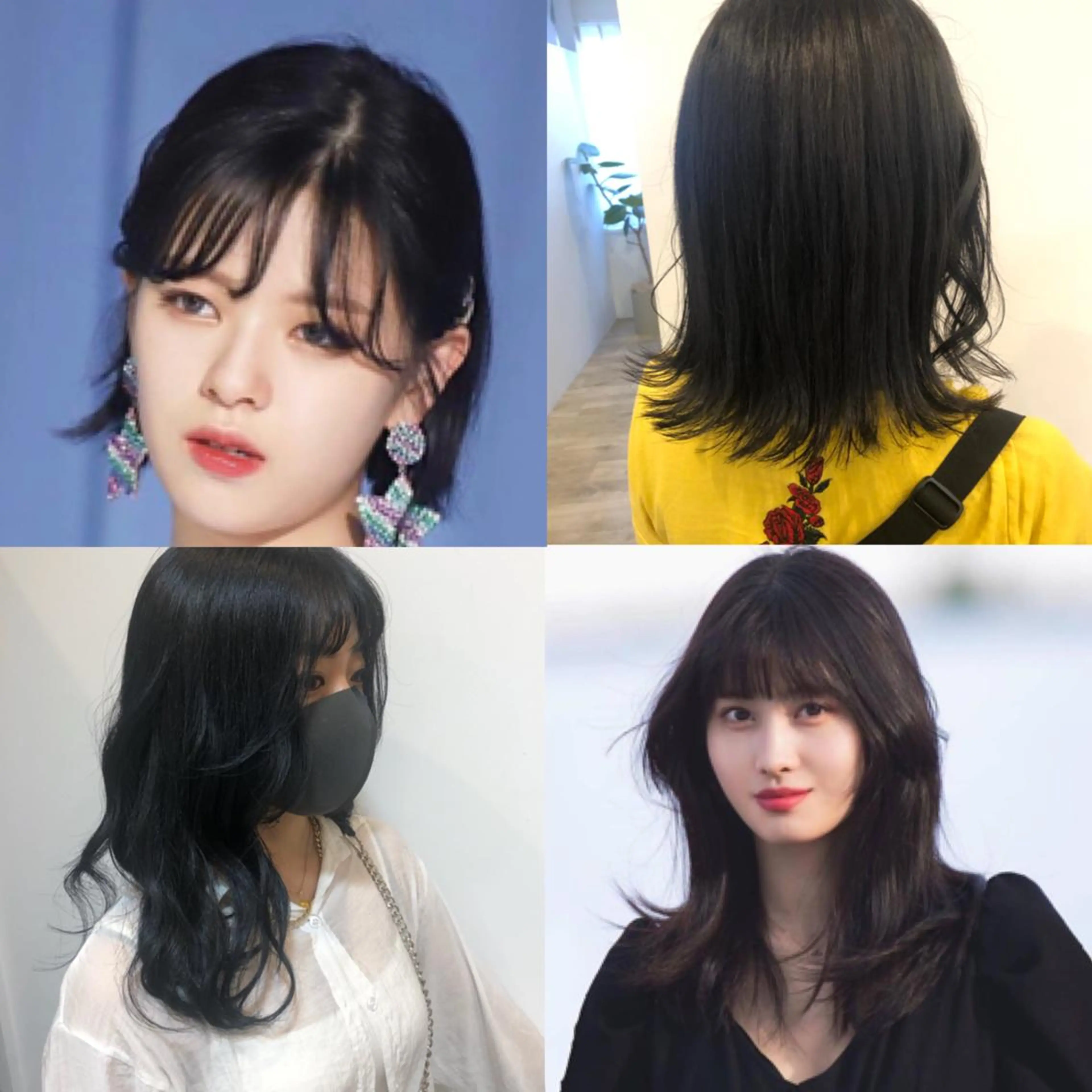 カラー 黒髪 ブルーカラー ブルーブラック 大迫 江梨のヘアスタイル