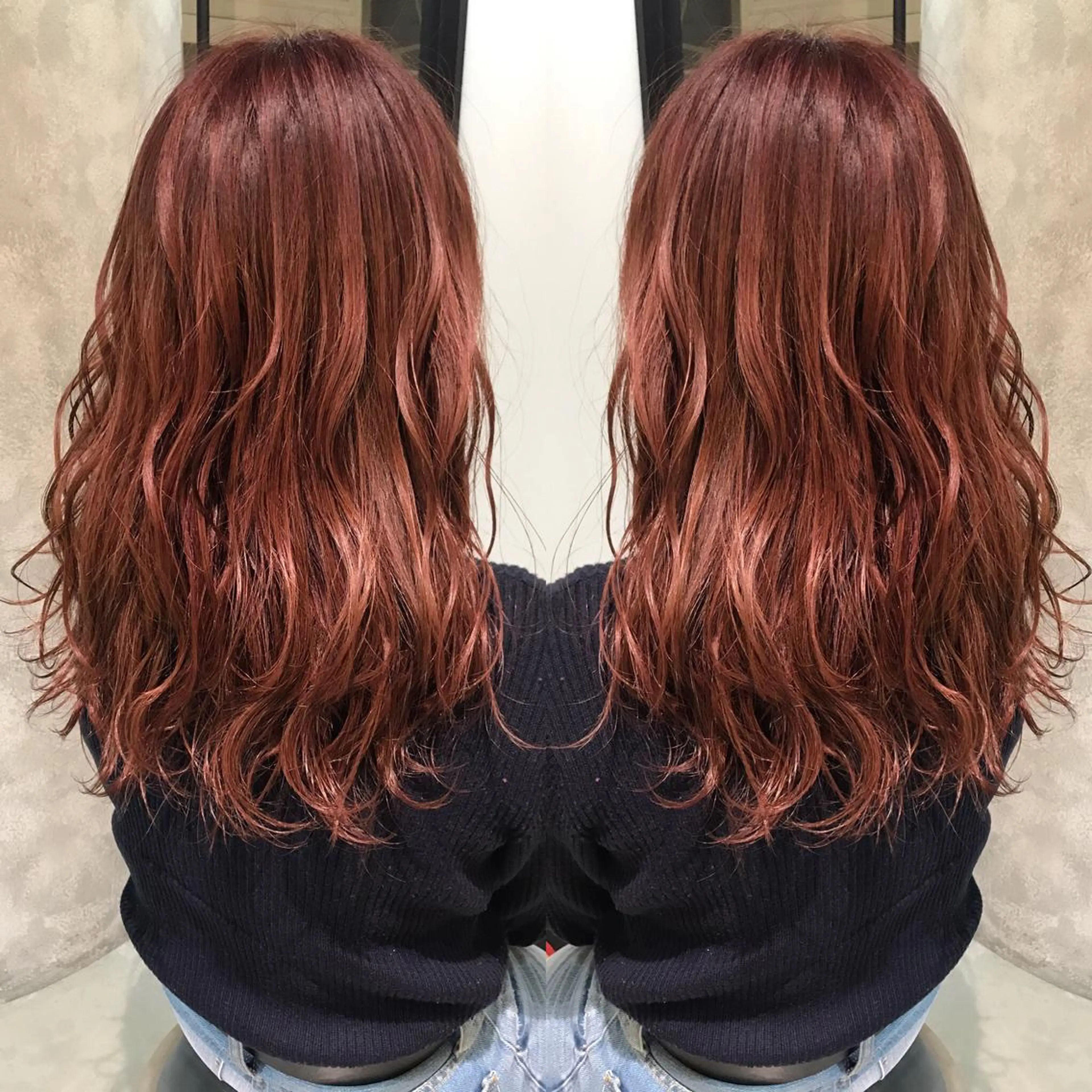 ロング カラー オレンジ ピンクカラー 松村 崇弘のヘアスタイル