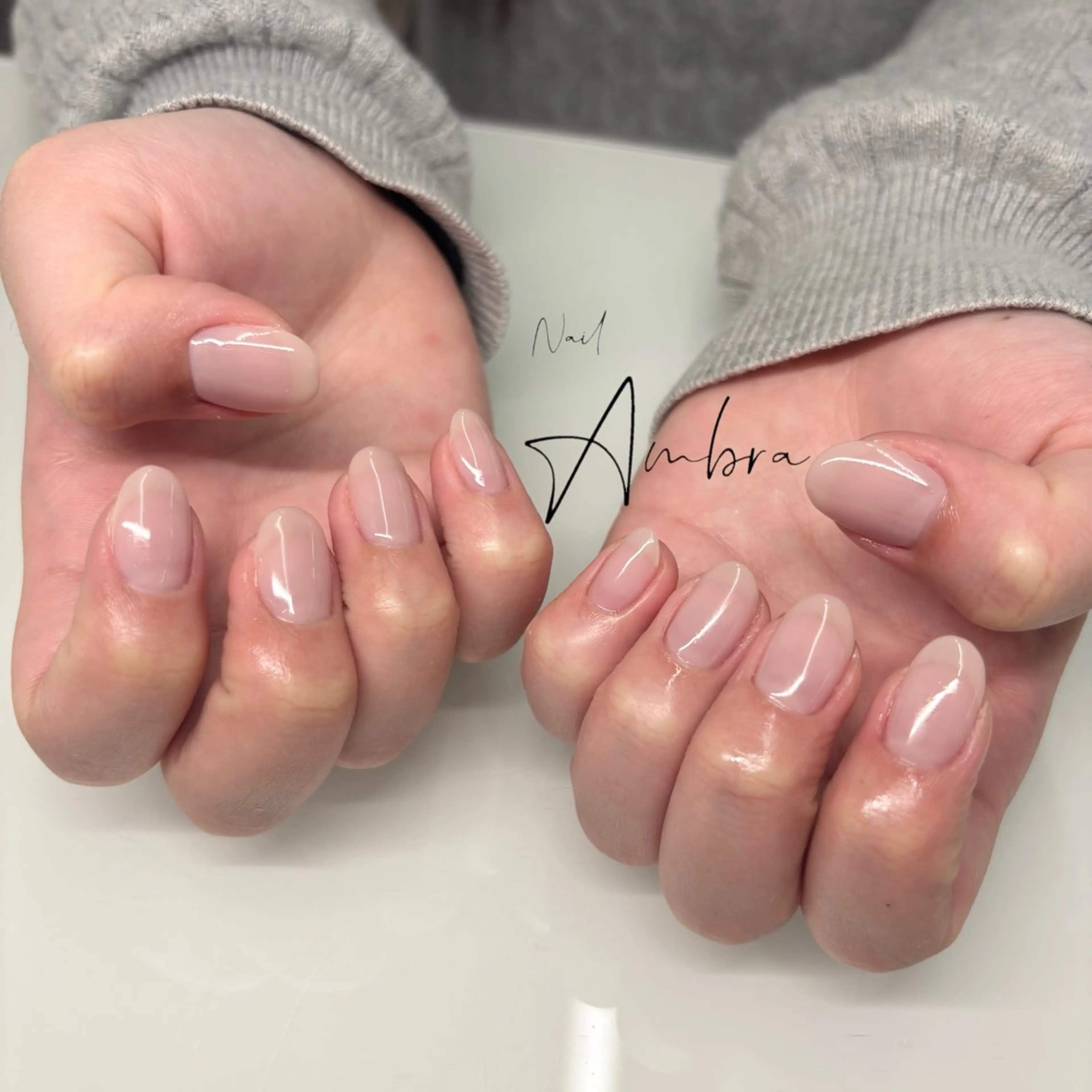 ネイル ワンカラーネイル ピンク ピンクベージュ ハンドネイル Nail Ambra 小山のネイルデザイン