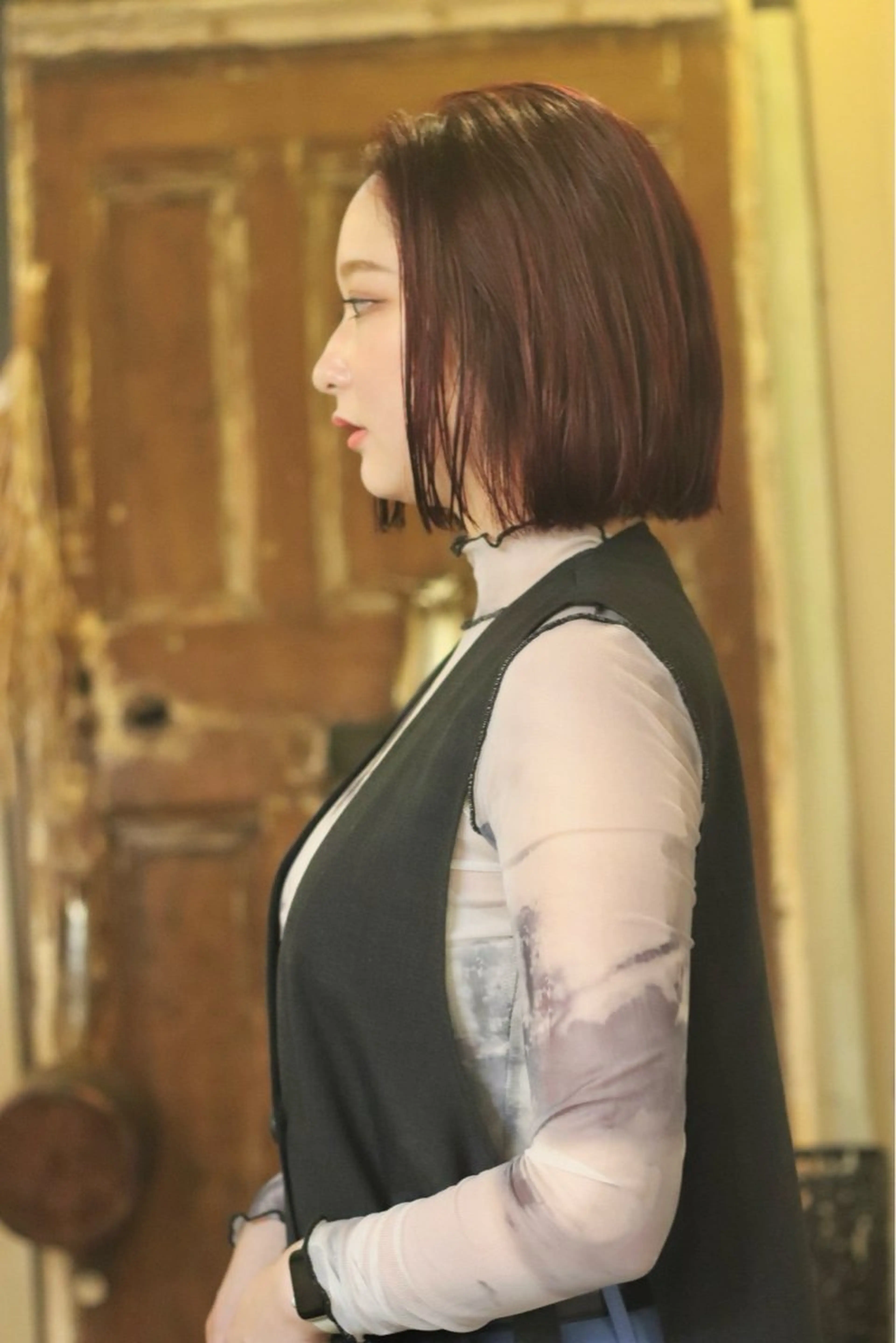 ミディアム カラー レッドカラー joh/メンズ/ ブリーチ/矢場町のヘアスタイル