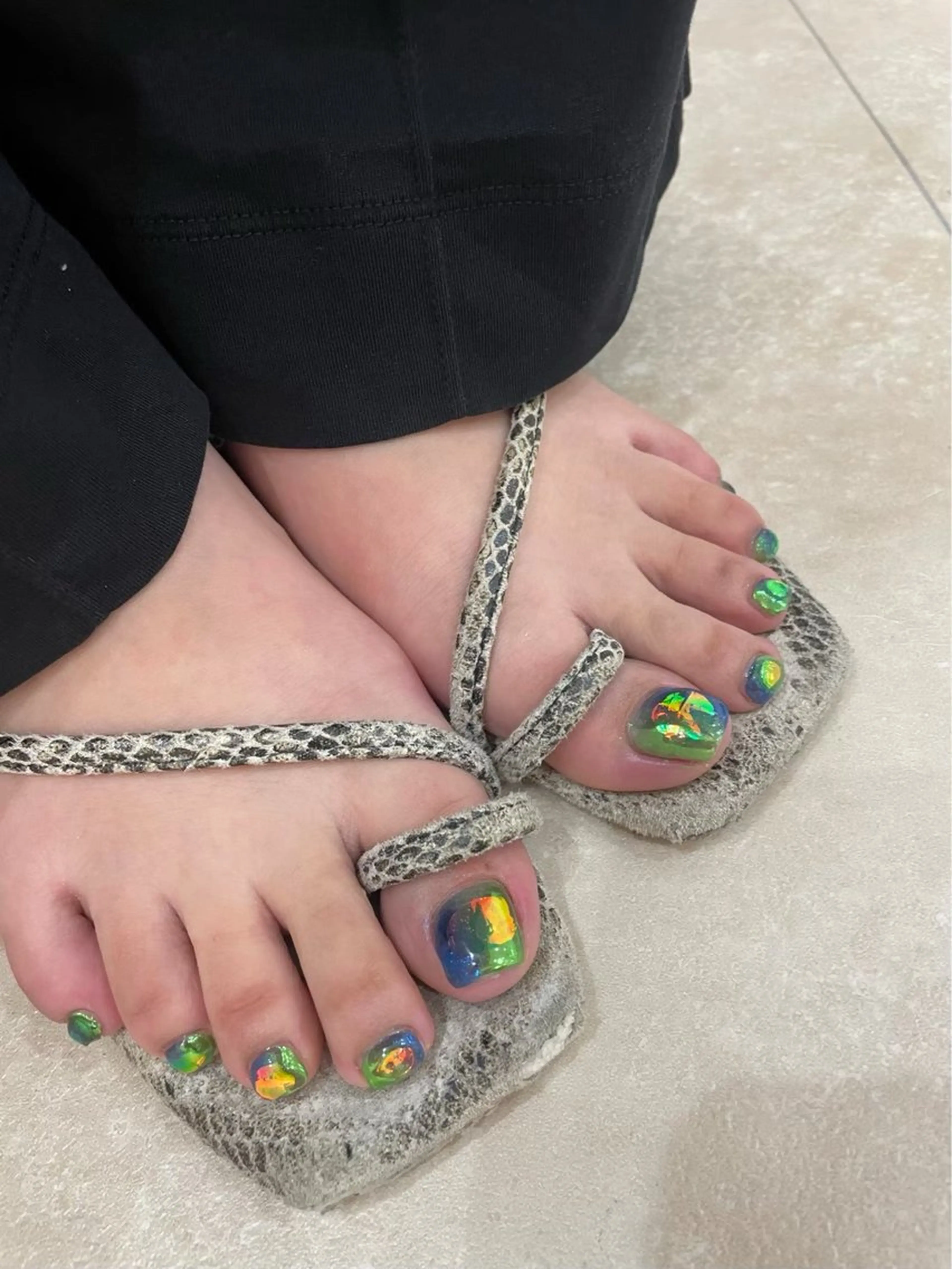 🩵ミニモ限定🩵フットネイル🍀90minアートし放題【おまかせ・持ち込みデザインok・パーツ付】の写真