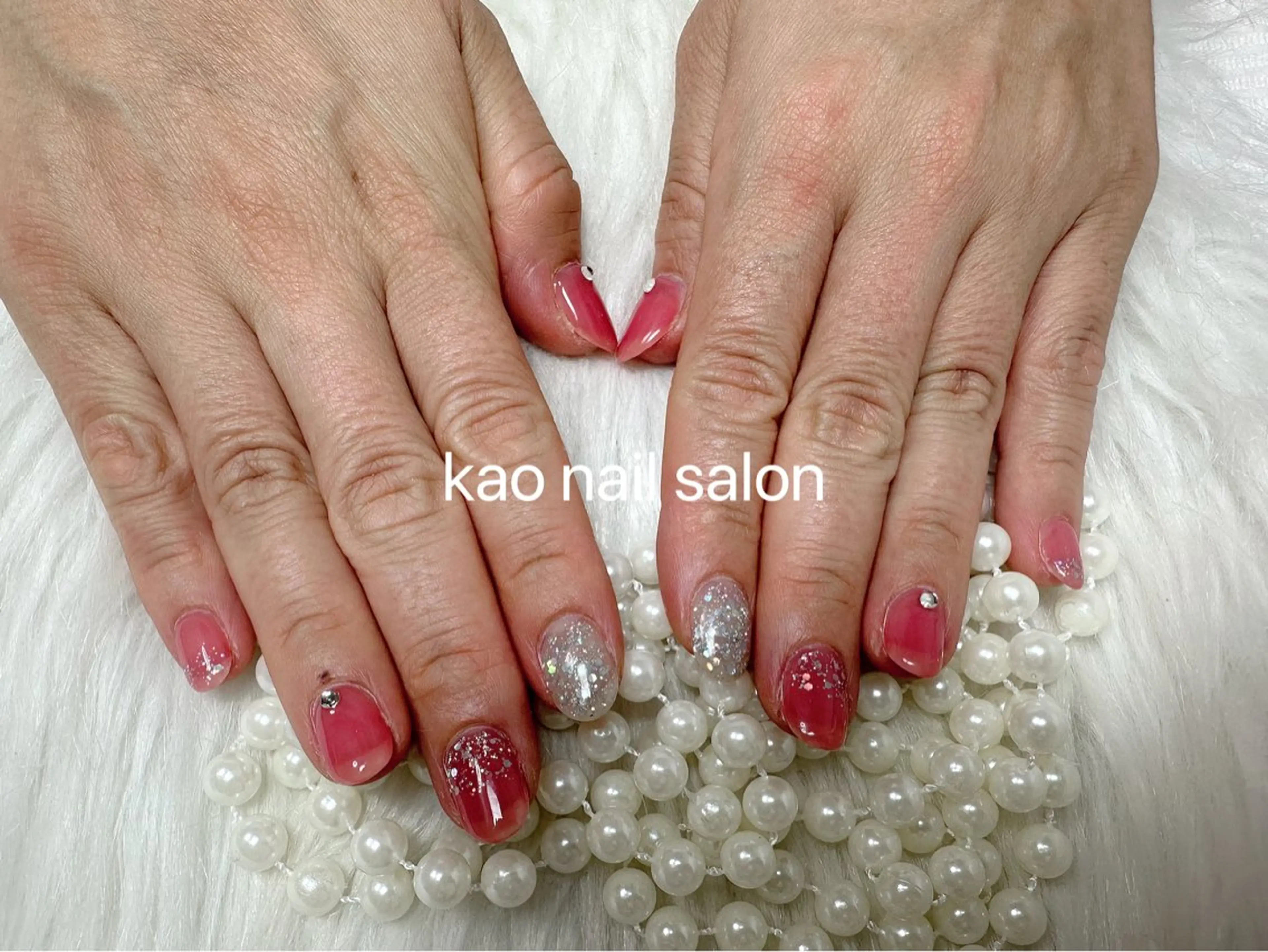ネイル チークネイル 長さ出し フレンチネイル ジェルネイル ガラスフレンチ ハンドネイル kao nail マグネット/長さだしのネイルデザイン