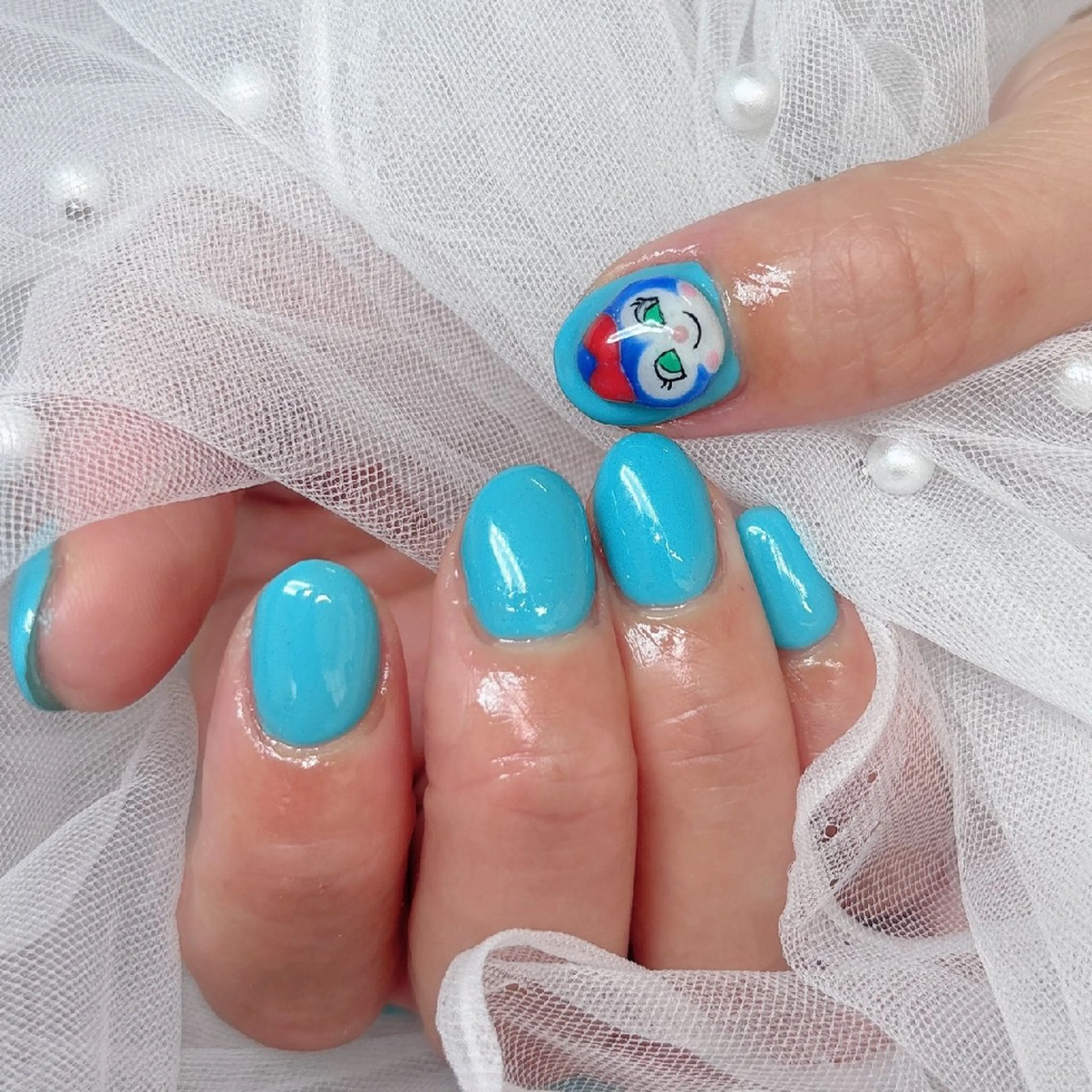 ネイル 水色 ハンドネイル ハンドケア 心斎橋Salon Epokkuのネイルデザイン