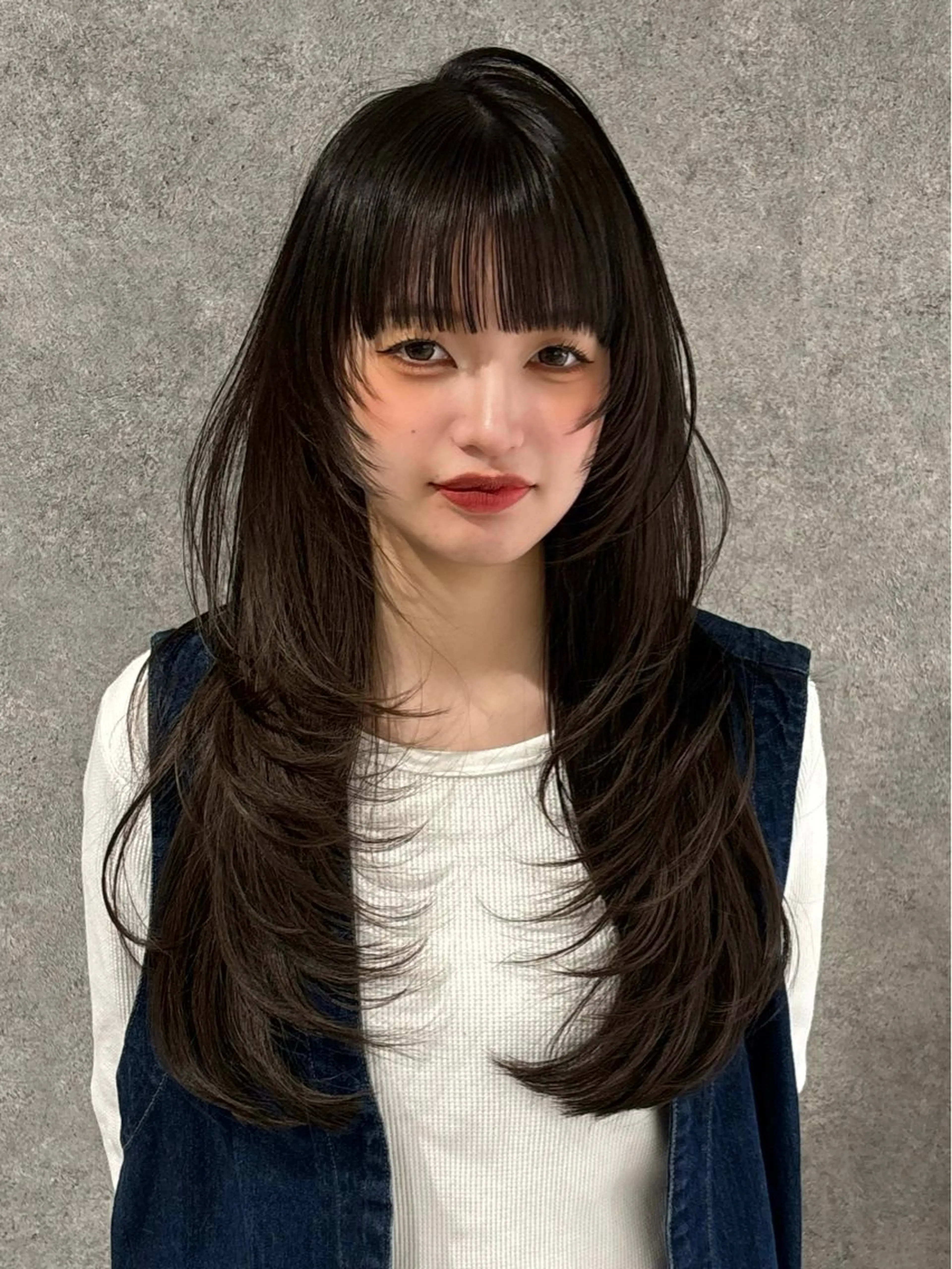 ロング カラー 韓国風ヘア レイヤーカット 小顔カット カット ヘアカラー トリートメント RURI韓国ボブ 🇰🇷タッセルボブのヘアスタイル