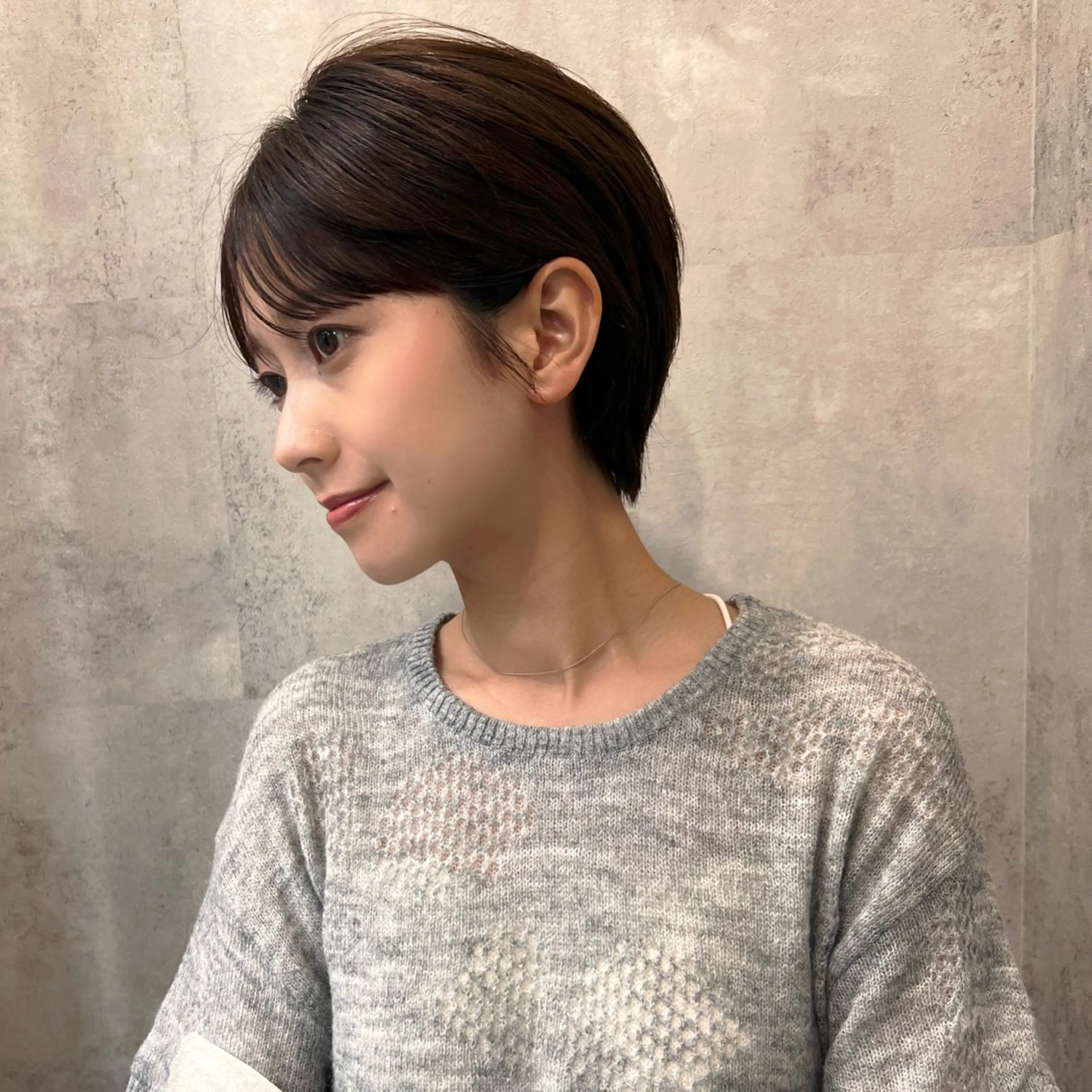 ショート カット 縮毛矯正 レイヤー/韓国ボブ レイヤーボブ/住吉のヘアスタイル