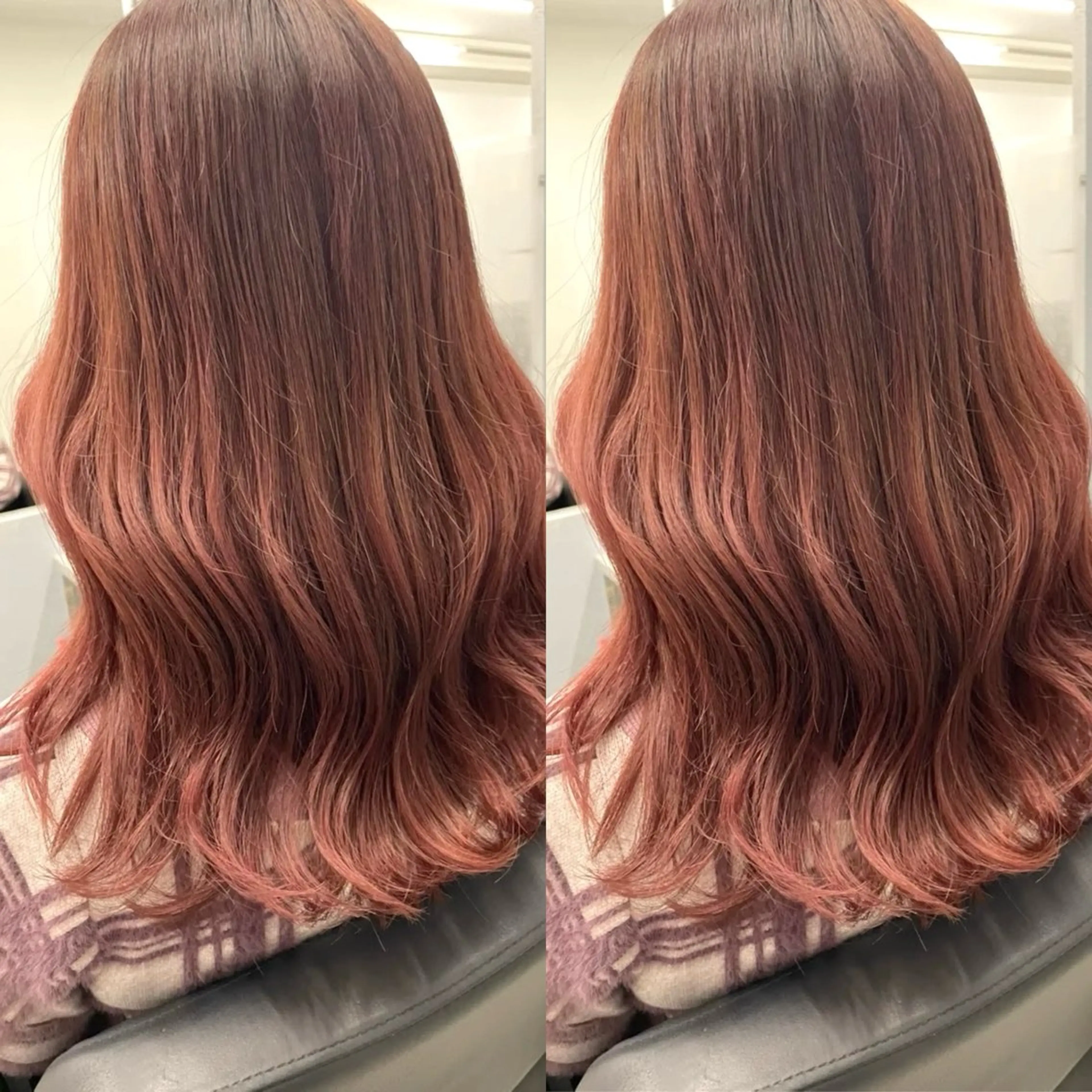 セミロング カラー ブラウンカラー グラデーションカラー ピンクカラー ピンクブラウン カット ヘアカラー トリートメント ヘアセット ブリーチ無しダブル カラー🦕まどかのヘアスタイル