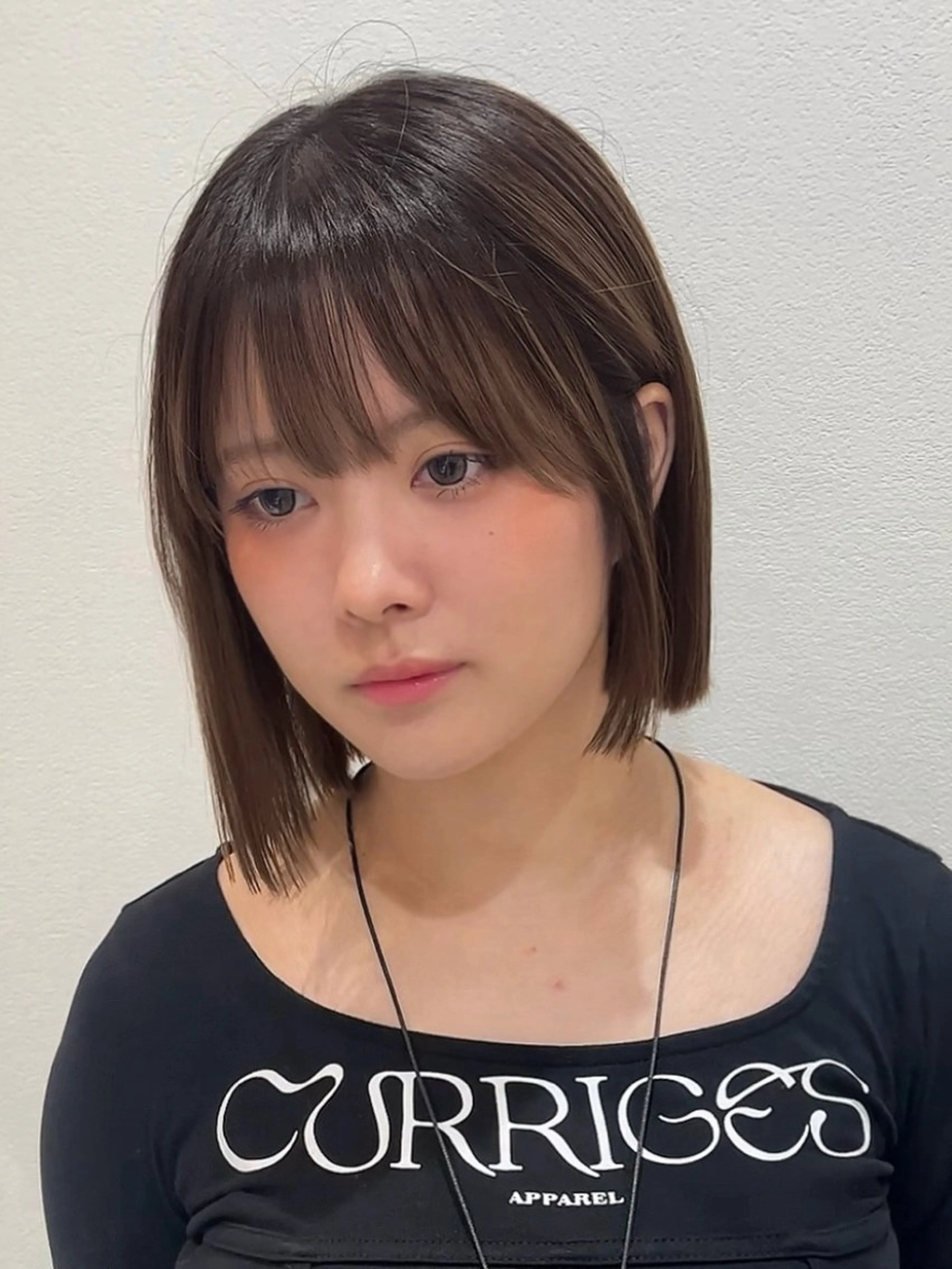 ミディアム カット ヘアカラー トリートメント けいし🐬ボブ 美髪縮毛矯正のヘアスタイル