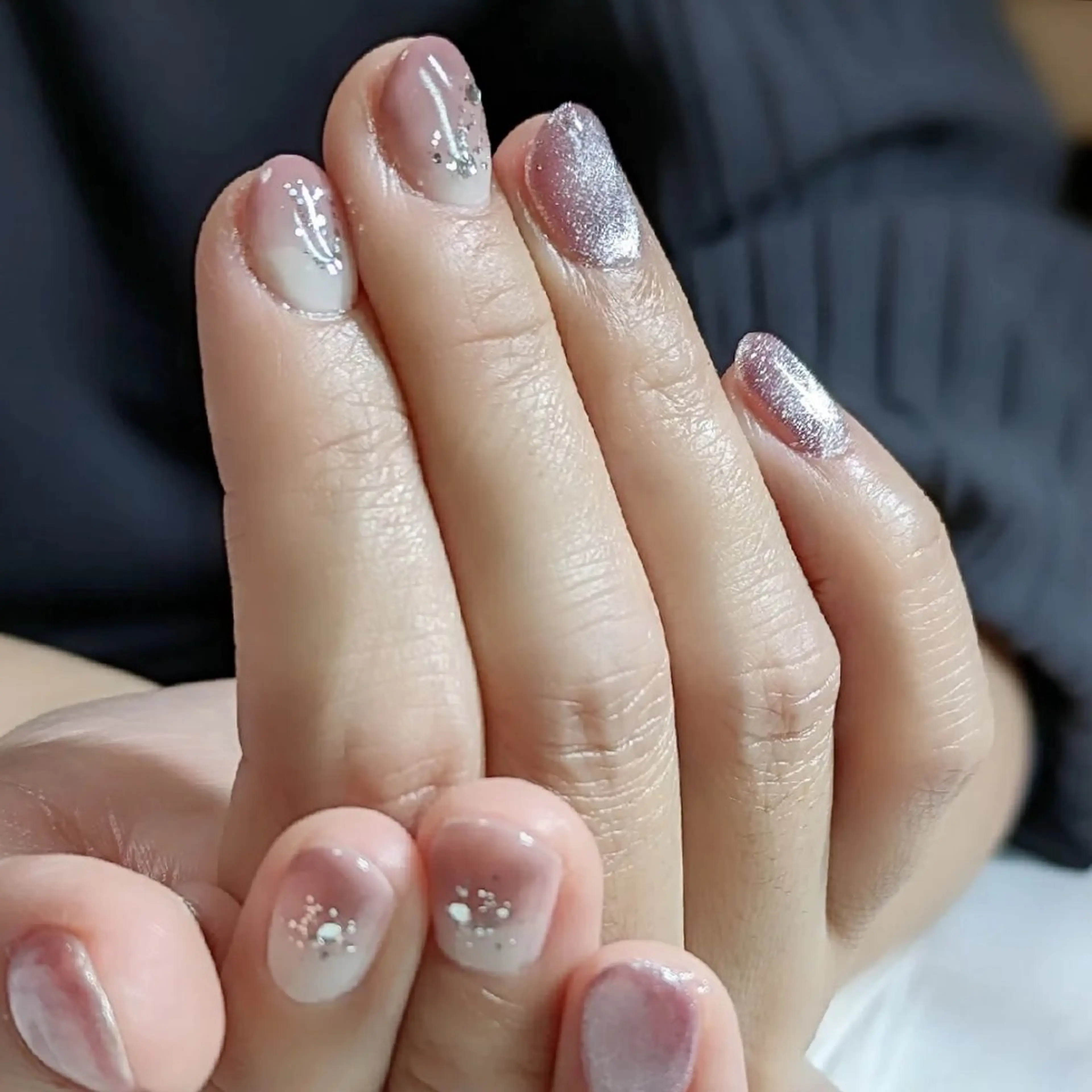 ネイル マグネットネイル ニュアンスネイル ショートネイル 冬ネイル m&pPrivate nailsalonのネイルデザイン