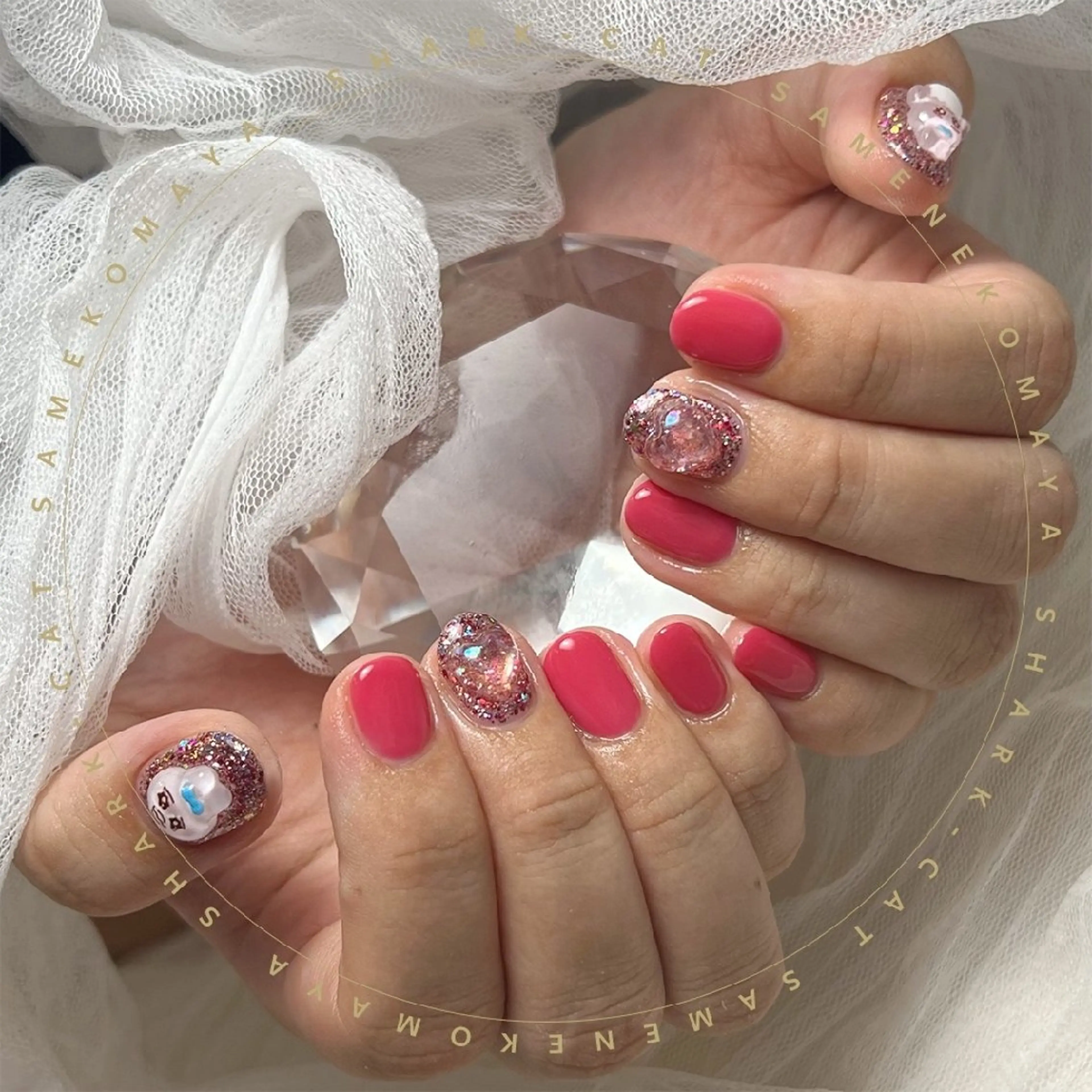 ネイル ハンドネイル サメ猫 マーヤのネイルデザイン