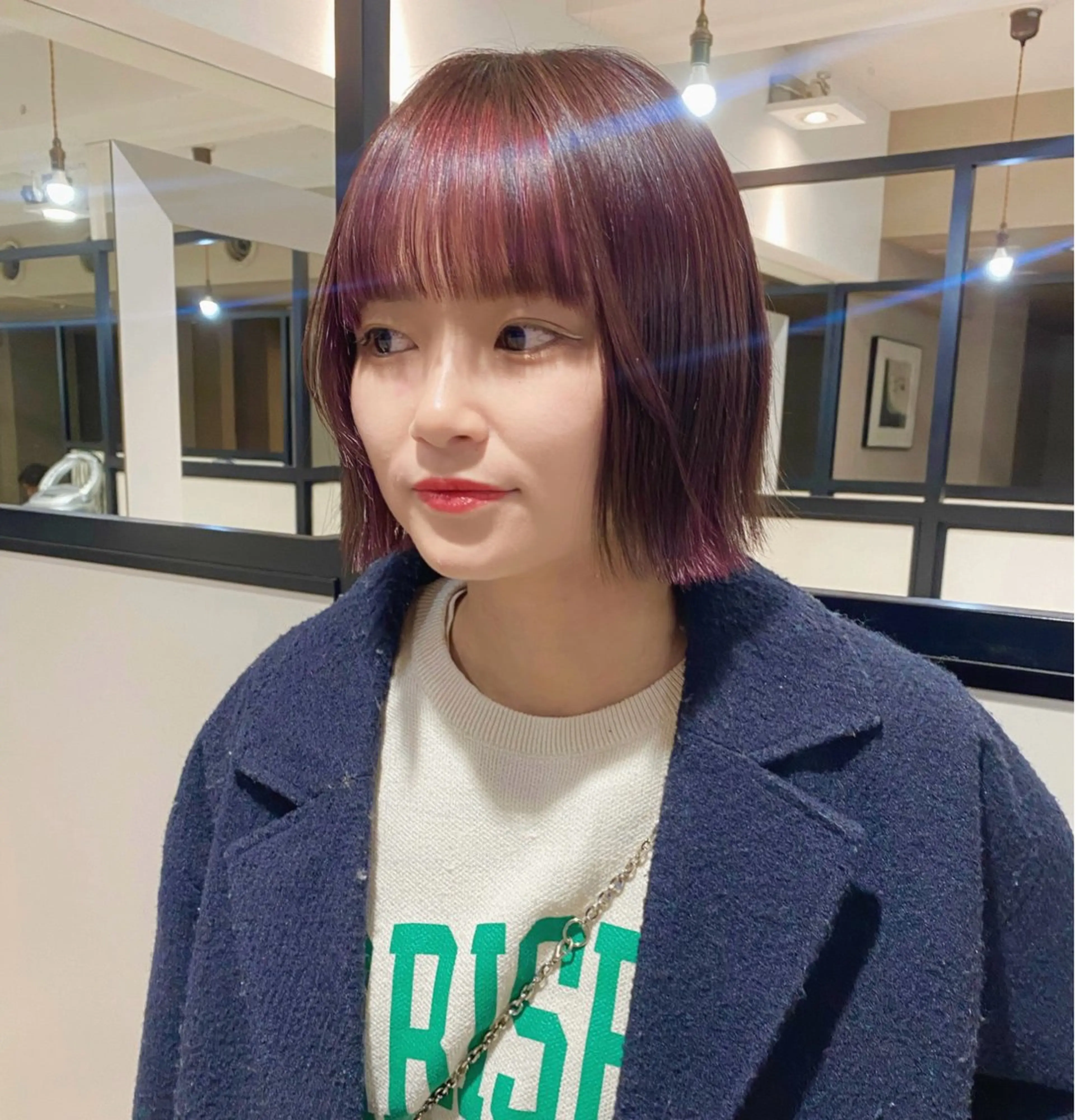 ショート カラー インナーカラー ピンクカラー ピンクパープル パープルカラー ヘアカラー トリートメント グレージュ/レイヤー /韓国ヘア/RISAのヘアスタイル