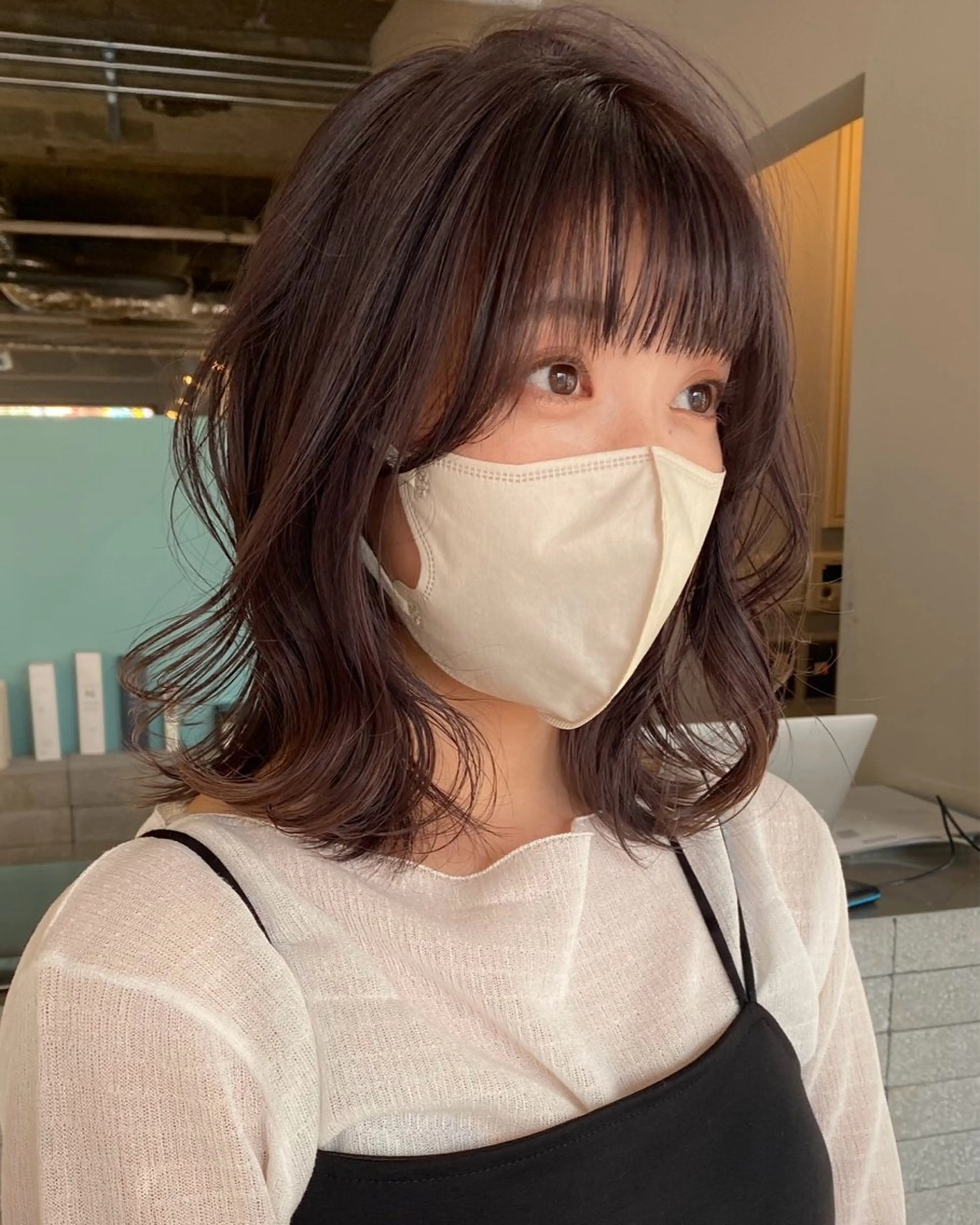 ミディアム 髪質改善 小顔カット トリートメント カット ヘアカラー トリートメント やまぐち もえかのヘアスタイル