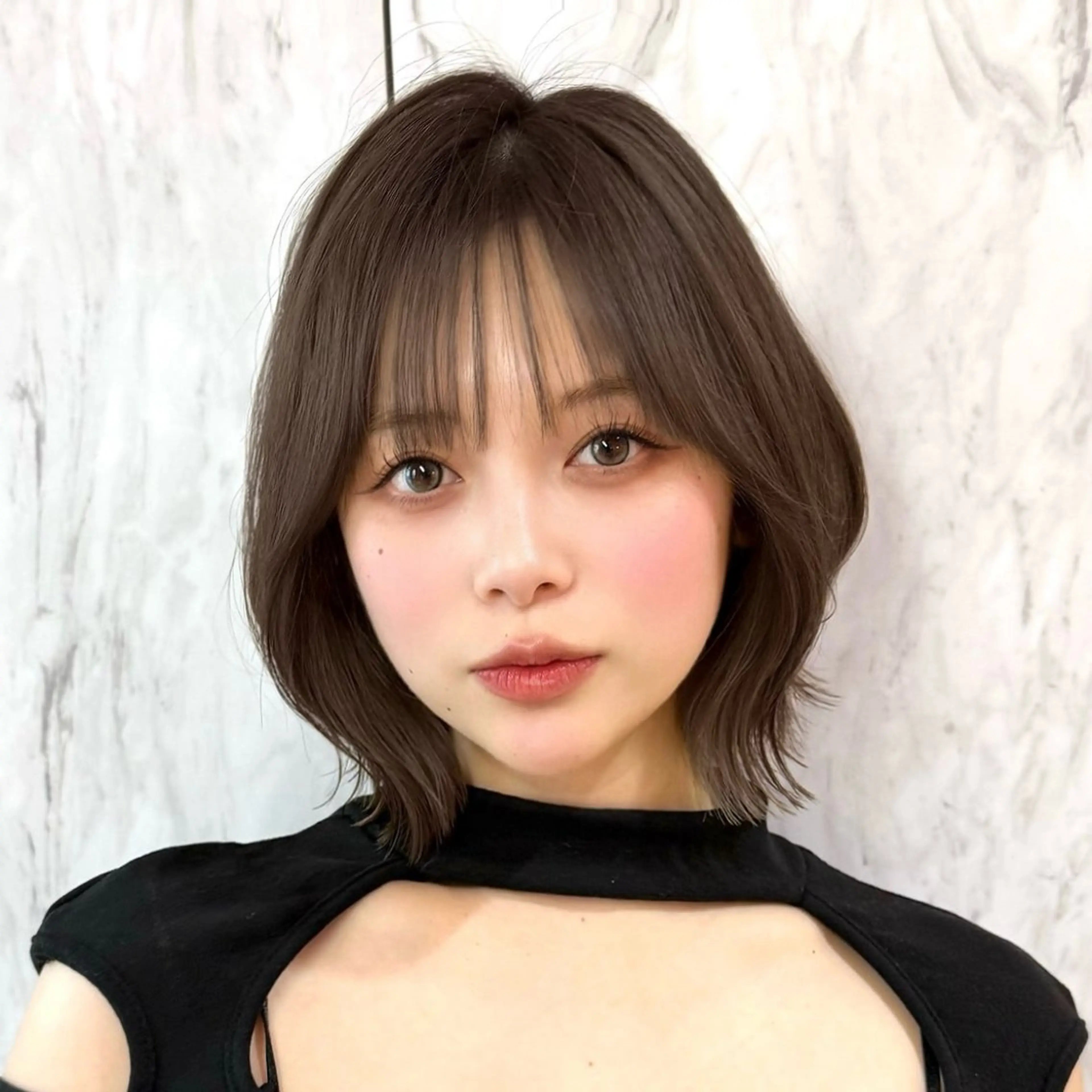 ミディアム カラー ヘアアレンジ ボブレイヤー 透明感カラー ボブ 韓国風ヘア レイヤーカット 韓国ボブ/髪質改善 /新宿/Rumiのヘアスタイル