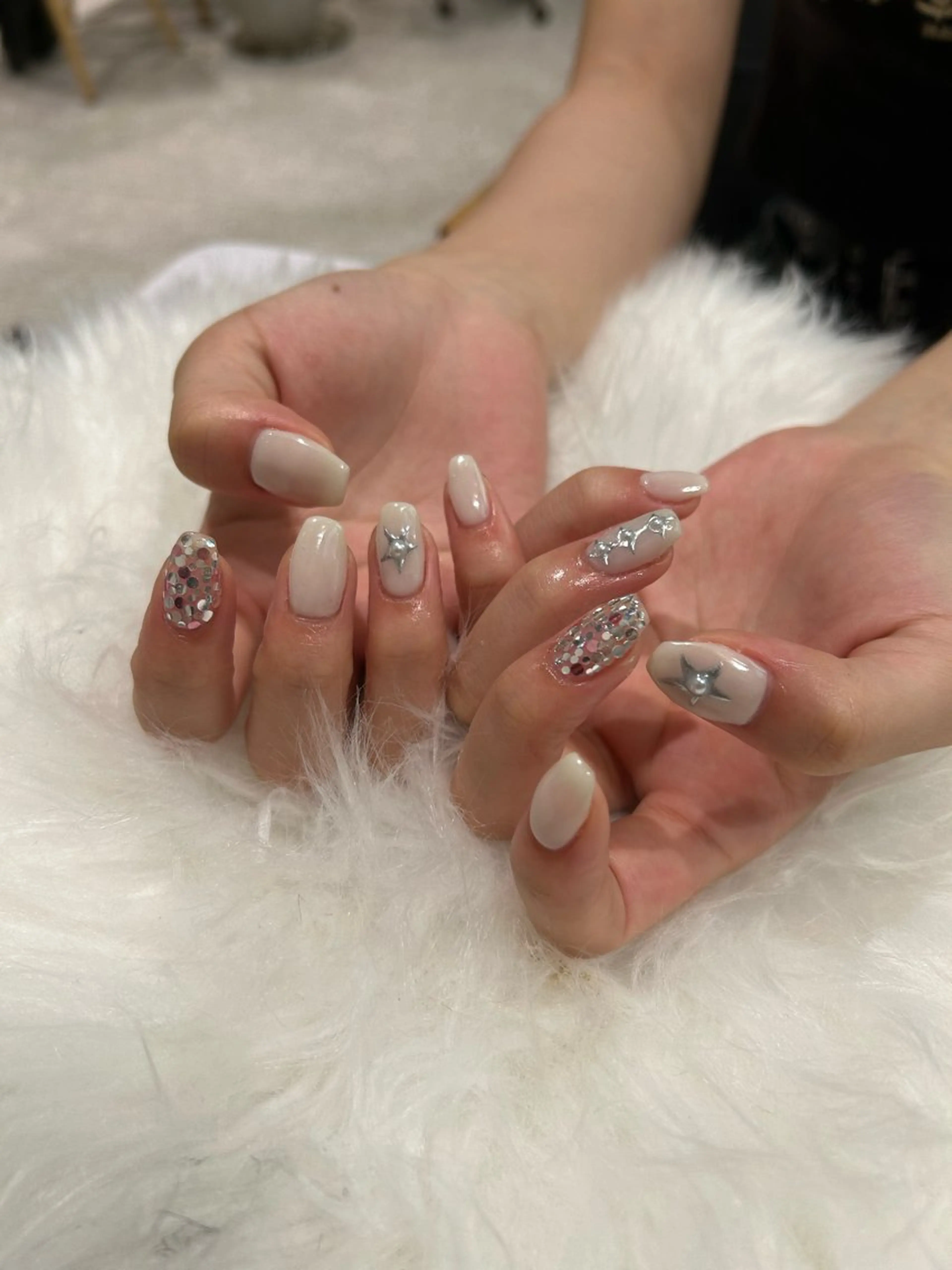 ネイル 成人式 長さ出し 韓国ネイル ショートネイル ハンドネイル ♡ハイトーン★ ネイル/しの♡のヘアスタイル