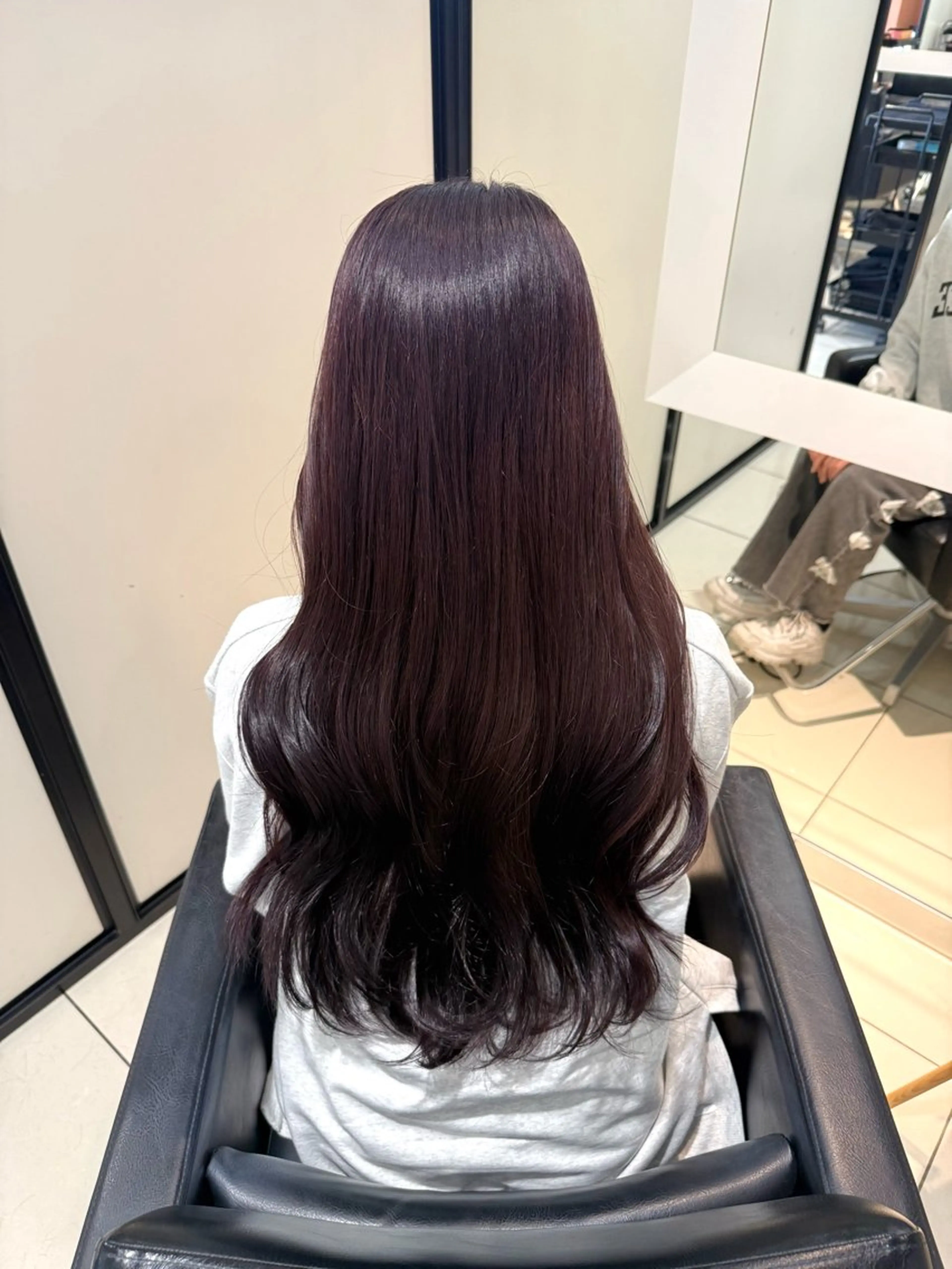 ロング カラー ブリーチ カシス ダブルカラー パープルカラー カット ヘアカラー トリートメント グレージュ/レイヤー /韓国ヘア/RISAのヘアスタイル