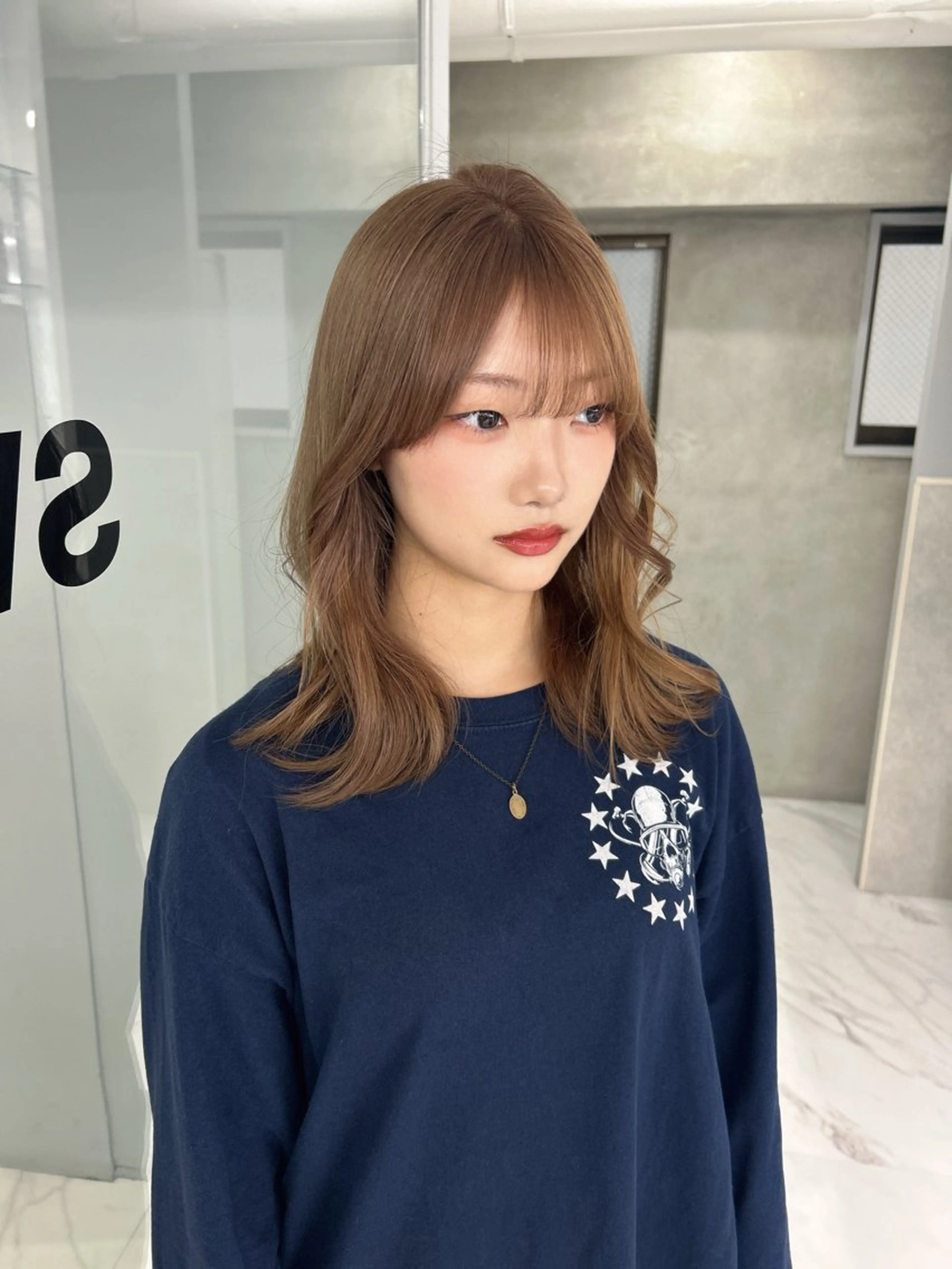 ミディアム カラー ベージュカラー ミルクティーベージュ カット ヘアカラー トリートメント shizuna/平尾 /カラー/髪質改善のヘアスタイル